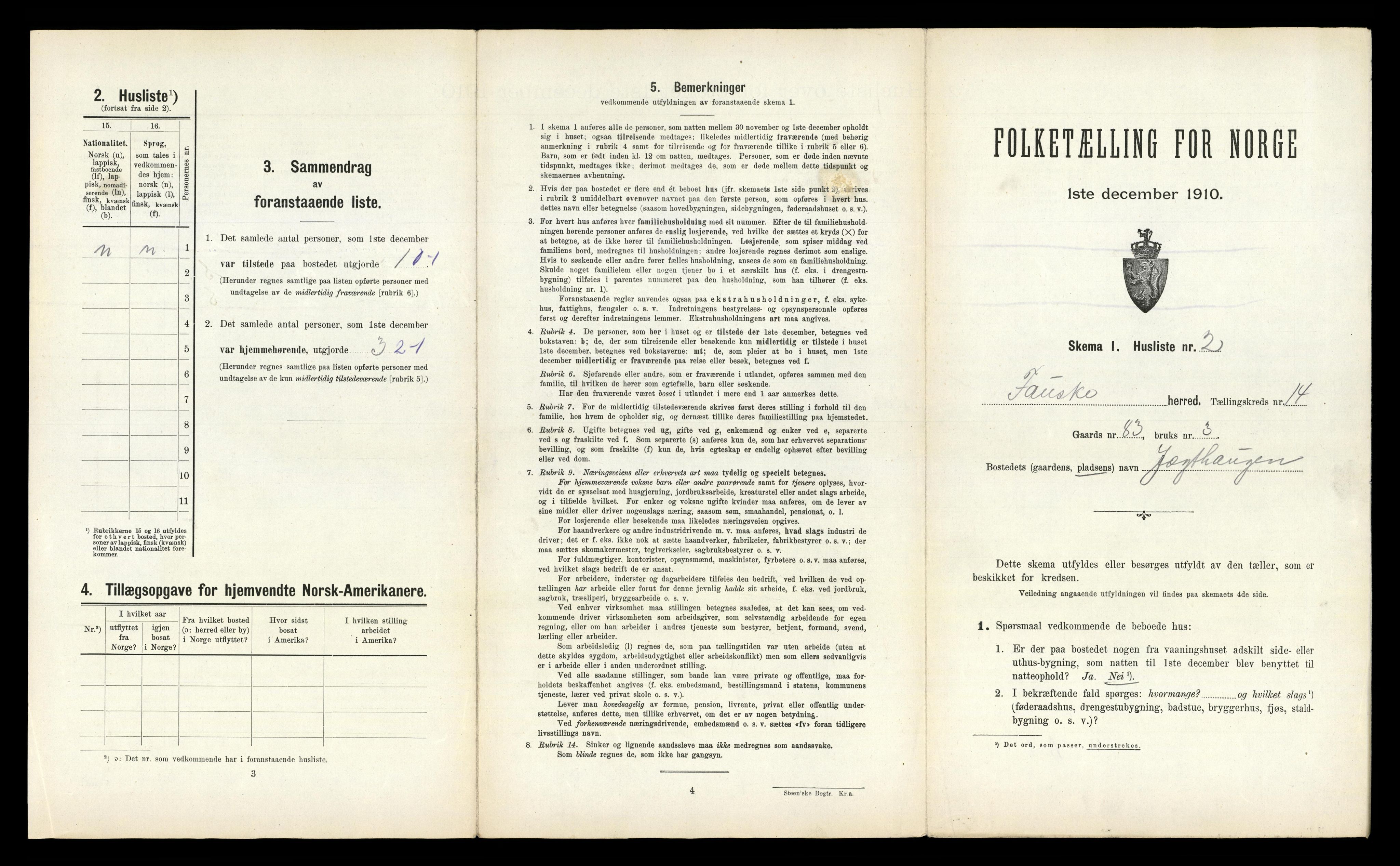 RA, 1910 census for Fauske, 1910, p. 740