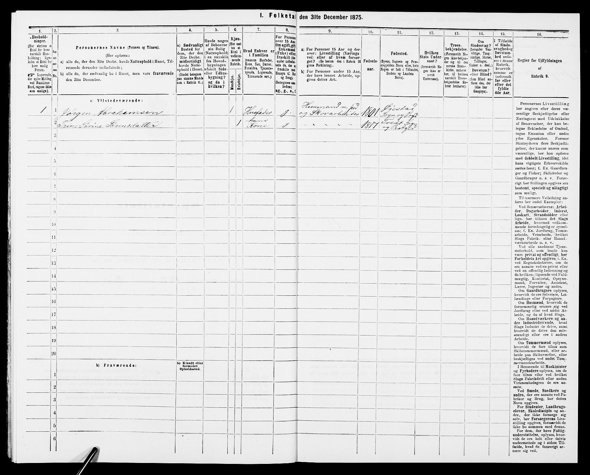 SAK, 1875 census for 0924P Homedal, 1875, p. 808