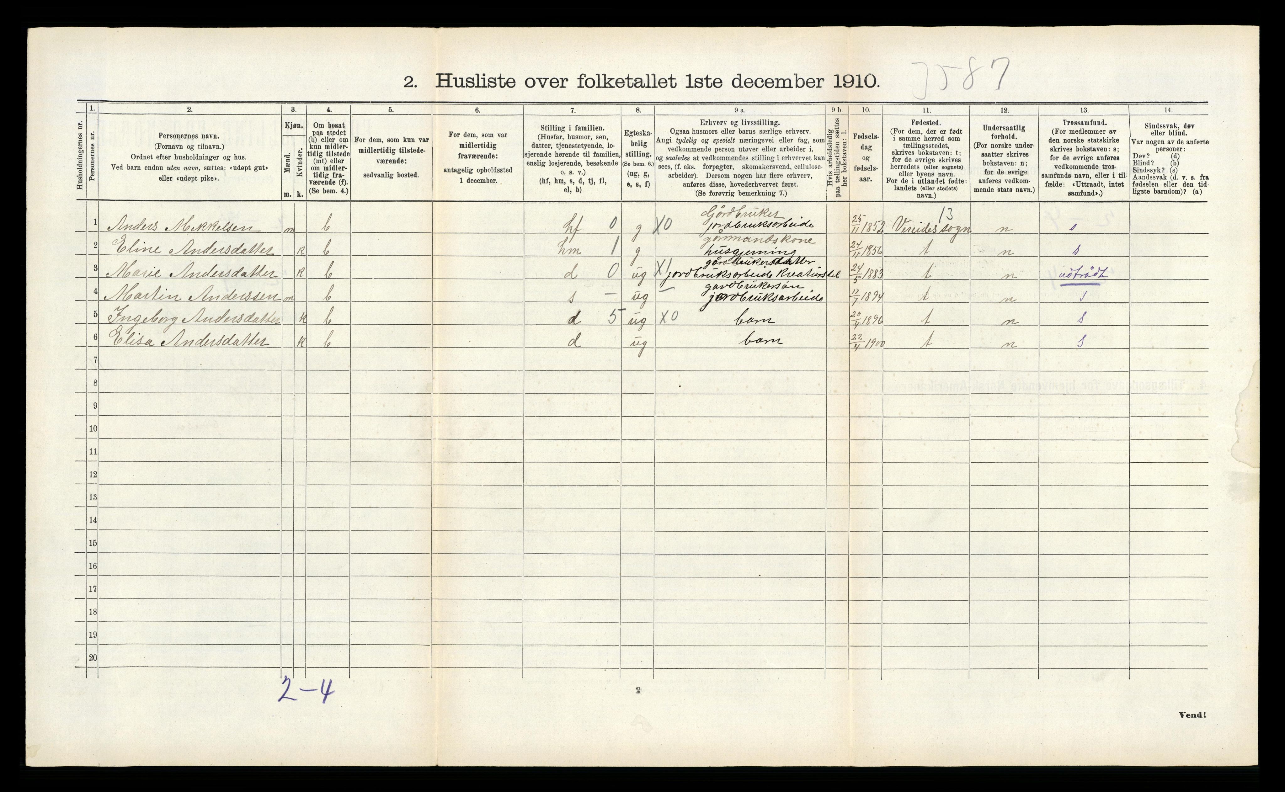 RA, 1910 census for Stryn, 1910, p. 740