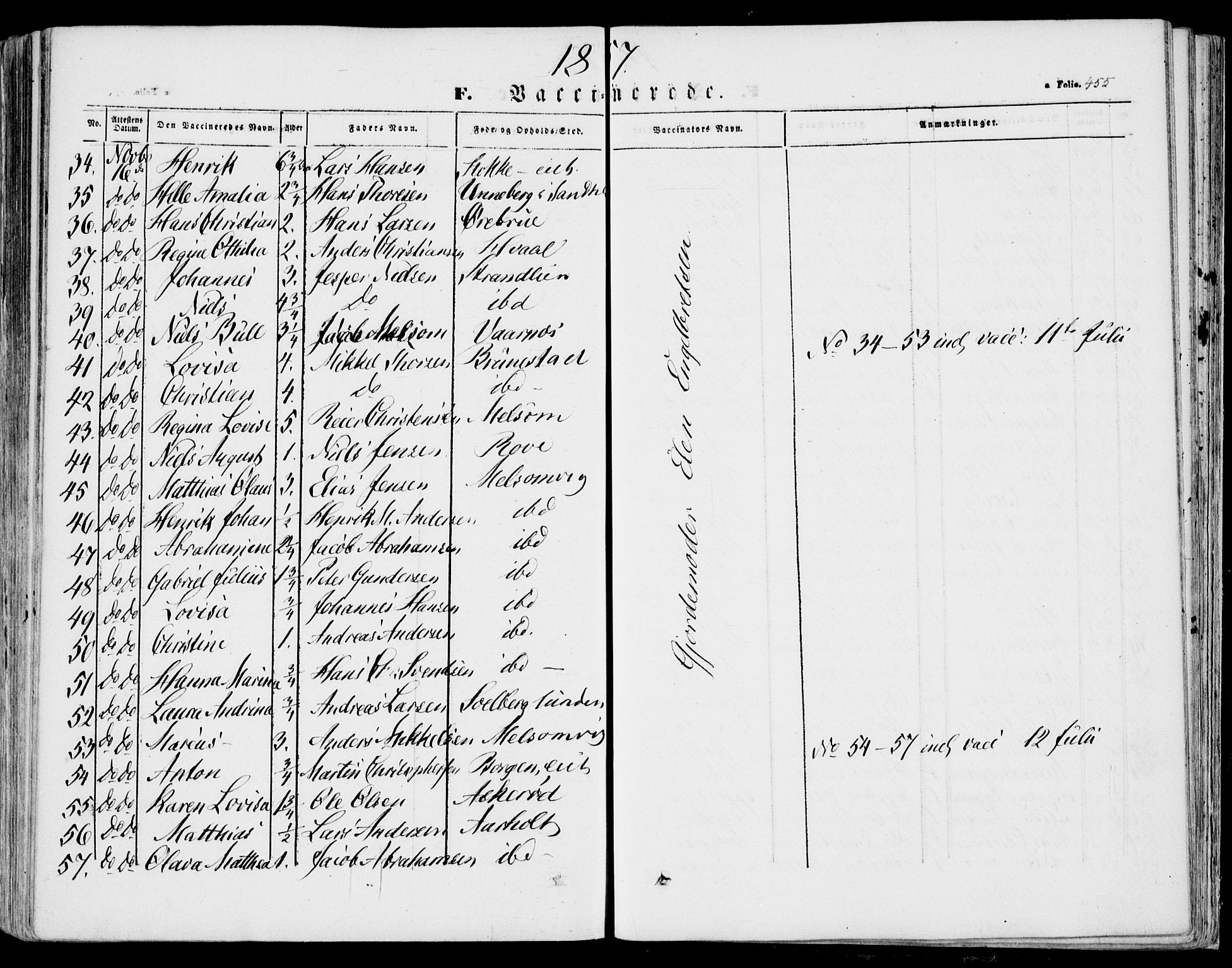 Stokke kirkebøker, AV/SAKO-A-320/F/Fa/L0007: Parish register (official) no. I 7, 1844-1857, p. 455