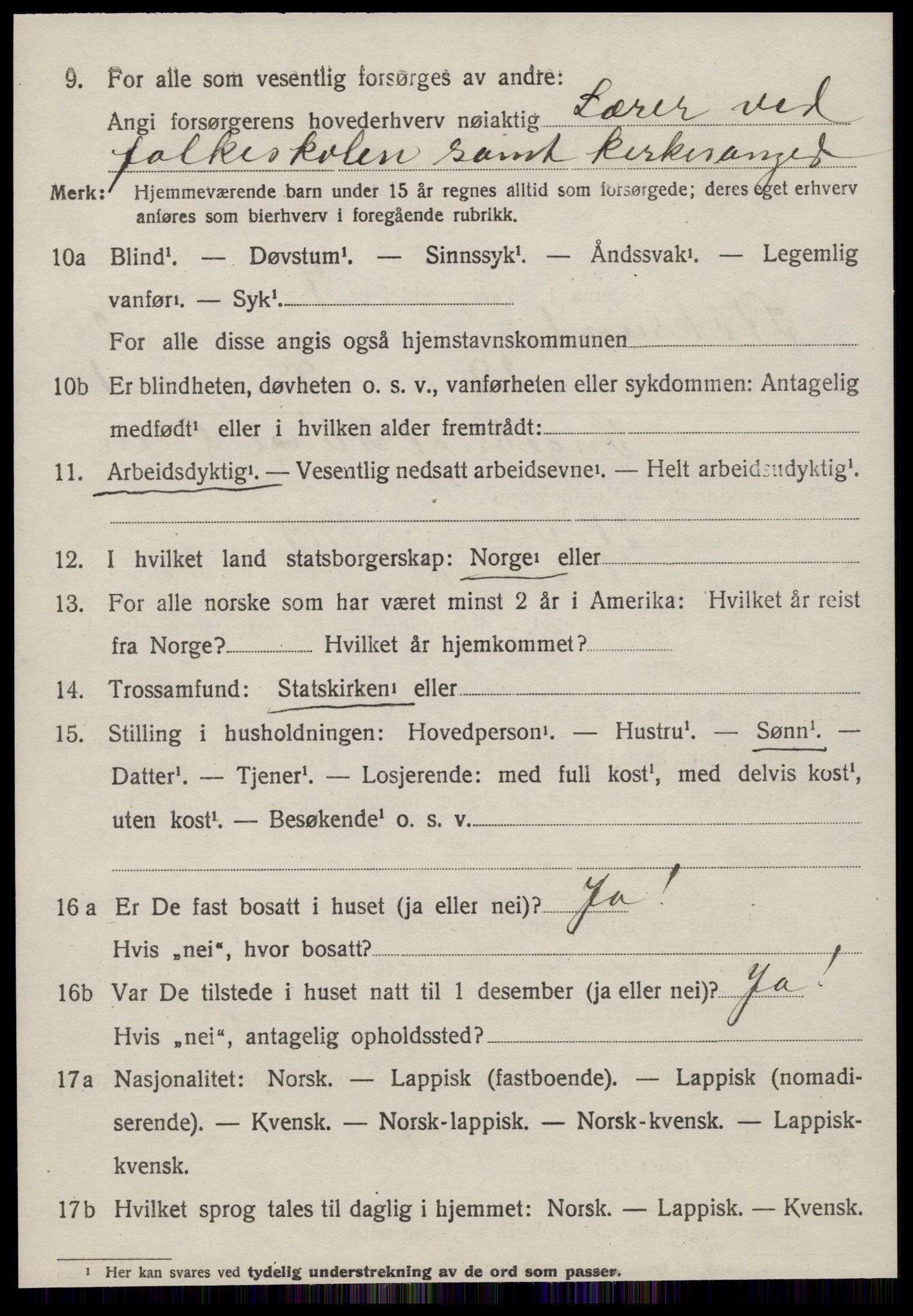 SAT, 1920 census for Stoksund, 1920, p. 1461