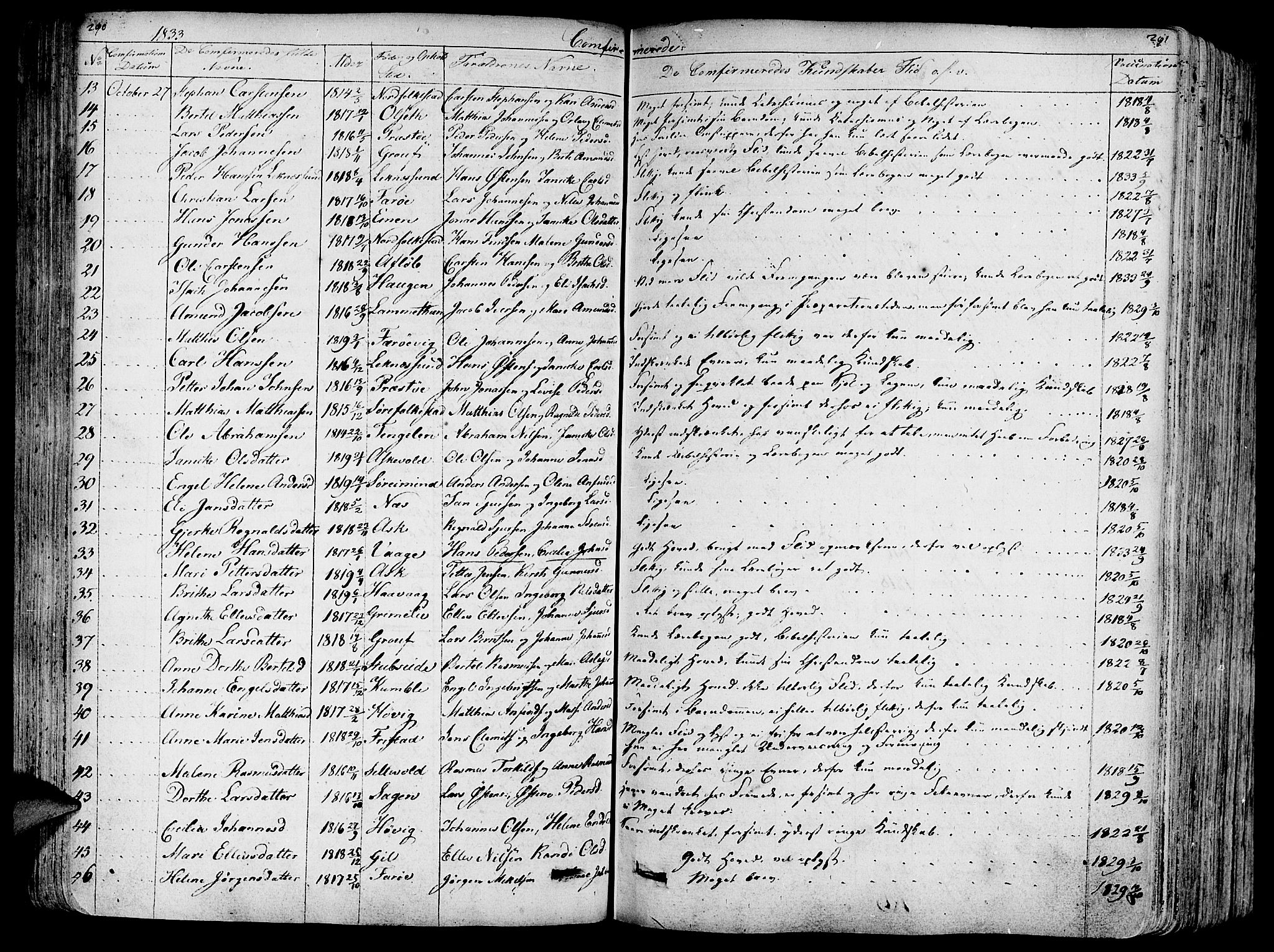 Askvoll sokneprestembete, SAB/A-79501/H/Haa/Haaa/L0010: Parish register (official) no. A 10, 1821-1844, p. 290-291