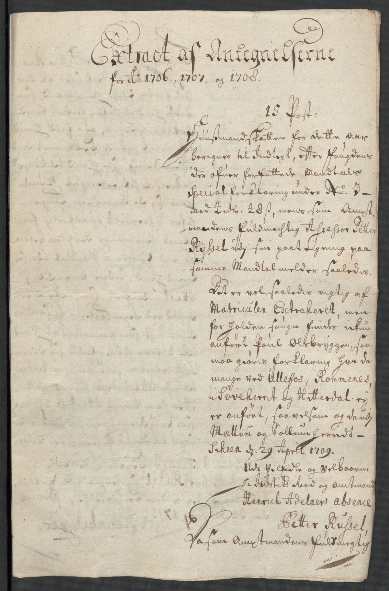 Rentekammeret inntil 1814, Reviderte regnskaper, Fogderegnskap, RA/EA-4092/R36/L2118: Fogderegnskap Øvre og Nedre Telemark og Bamble, 1708-1709, p. 402