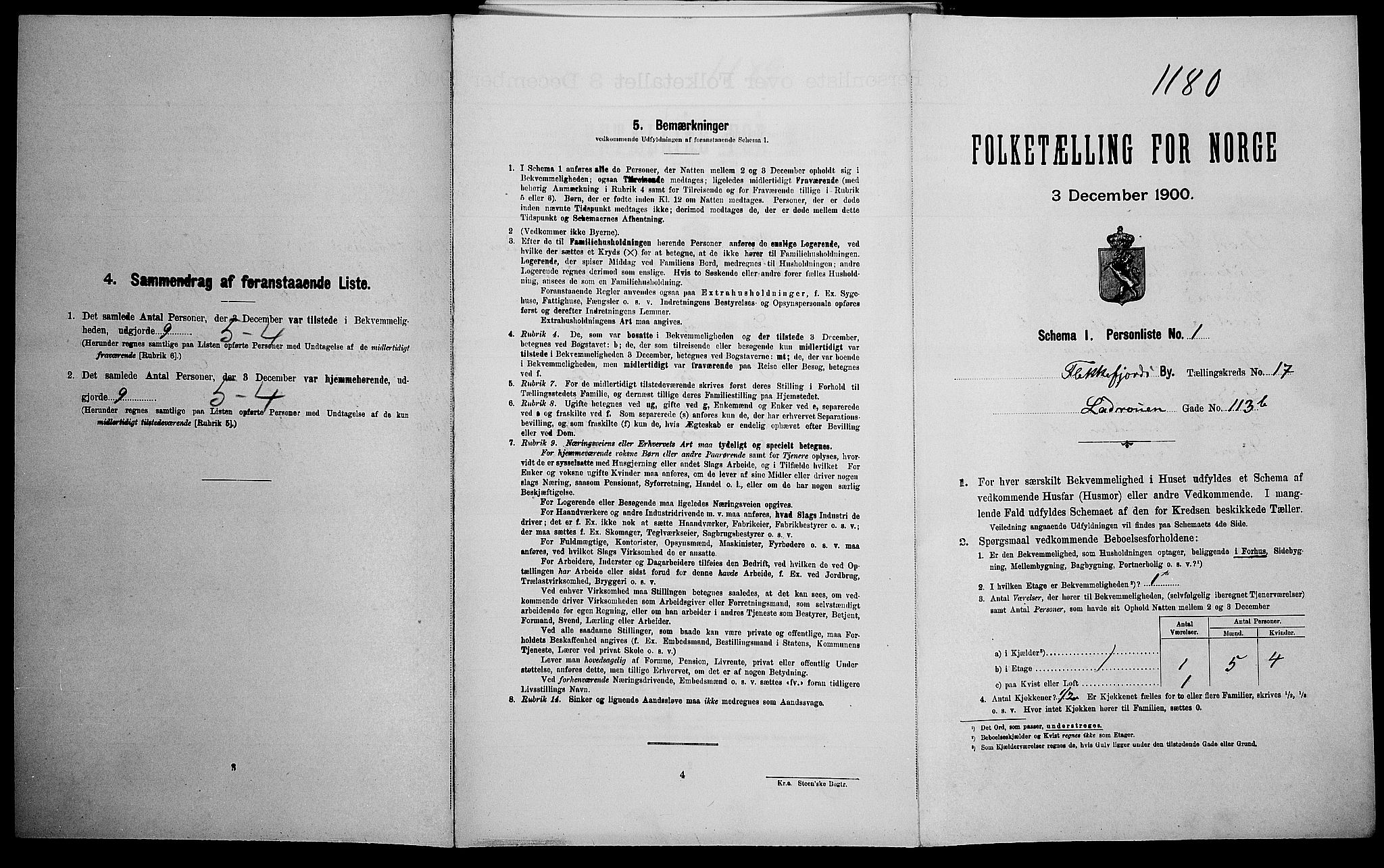 SAK, 1900 census for Flekkefjord, 1900, p. 1461