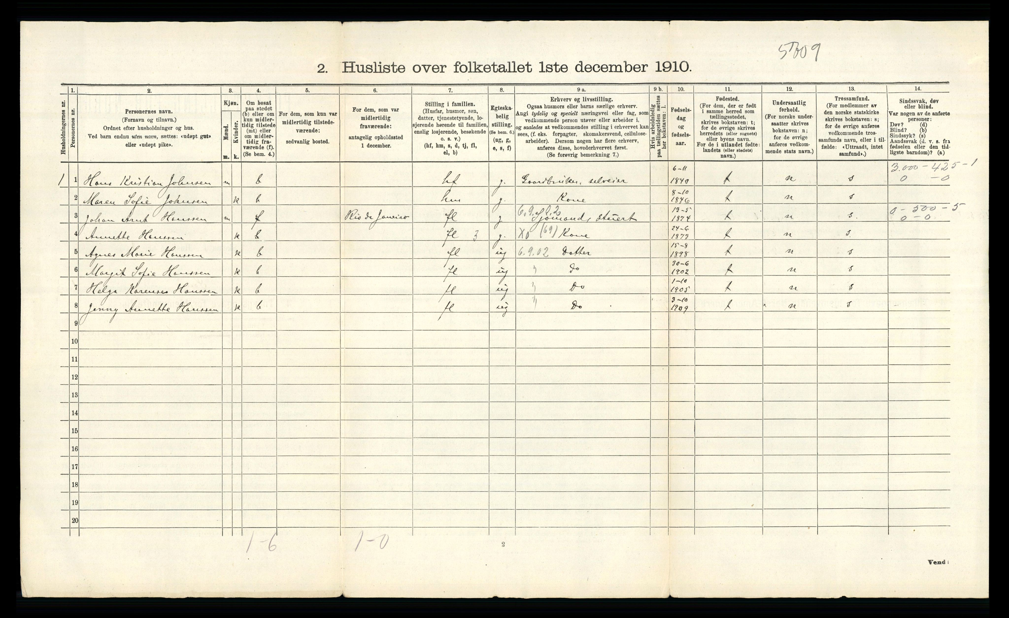 RA, 1910 census for Sem, 1910, p. 67