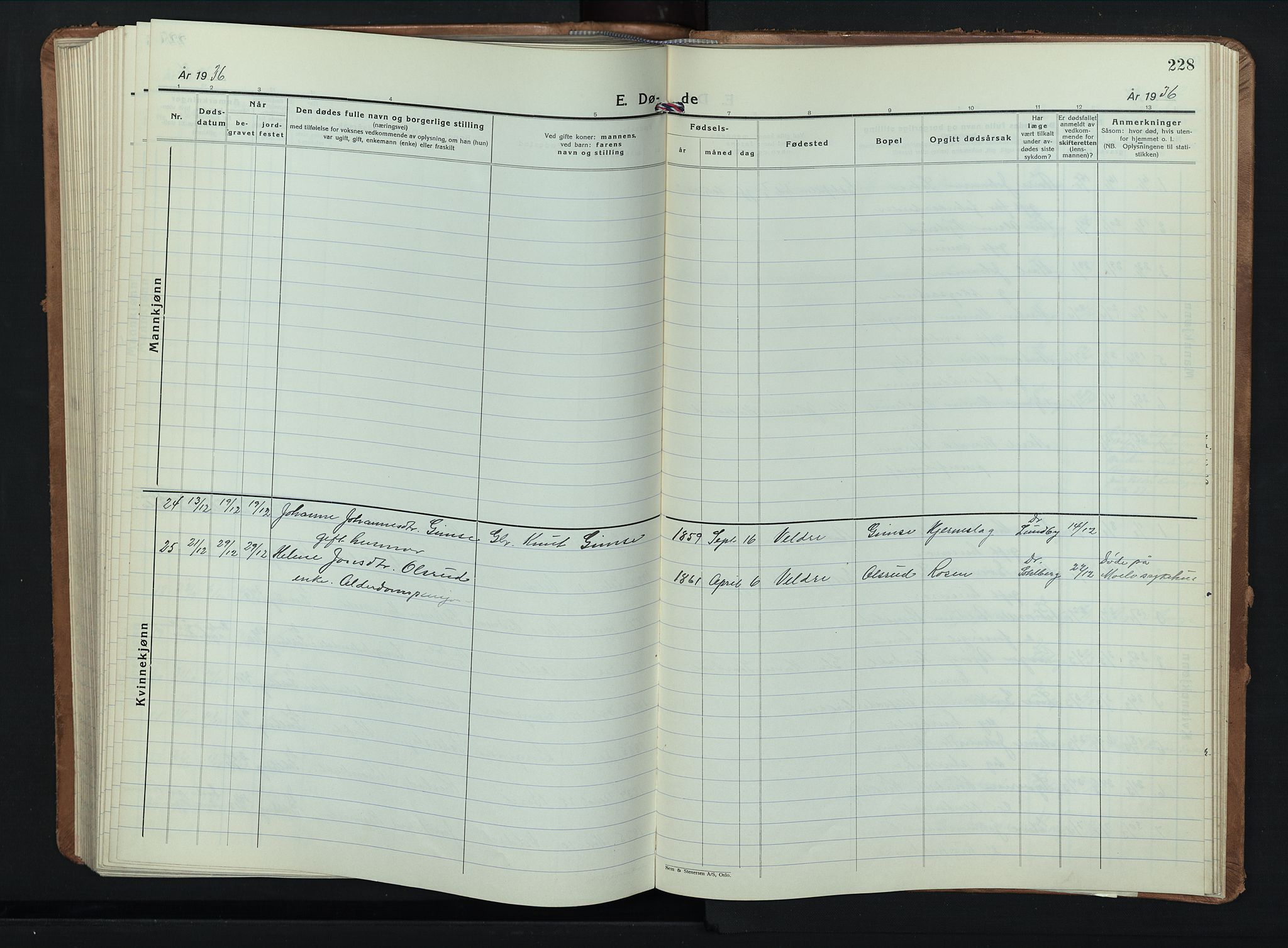 Veldre prestekontor, SAH/PREST-018/L/La/L0002: Parish register (copy) no. 2, 1935-1949, p. 228