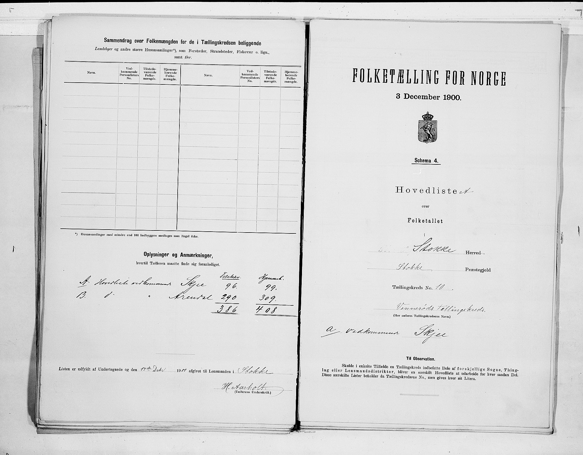 RA, 1900 census for Stokke, 1900, p. 32