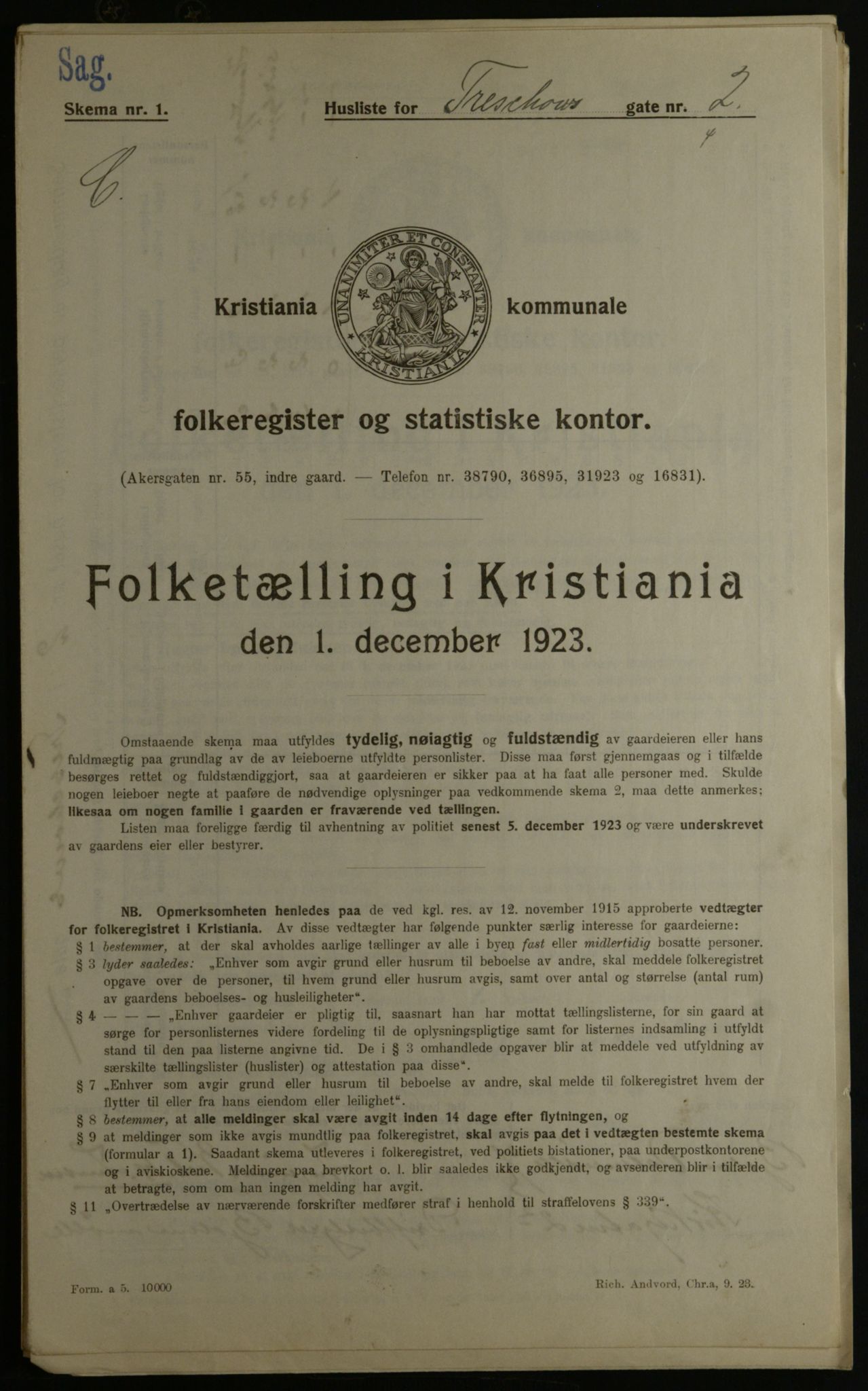 OBA, Municipal Census 1923 for Kristiania, 1923, p. 127334