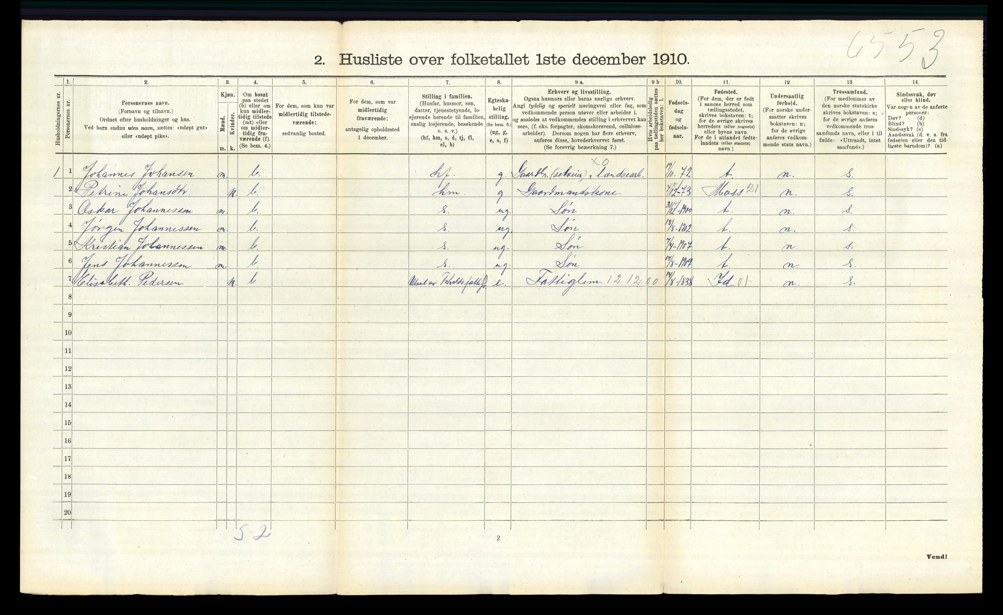 RA, 1910 census for Varteig, 1910, p. 30