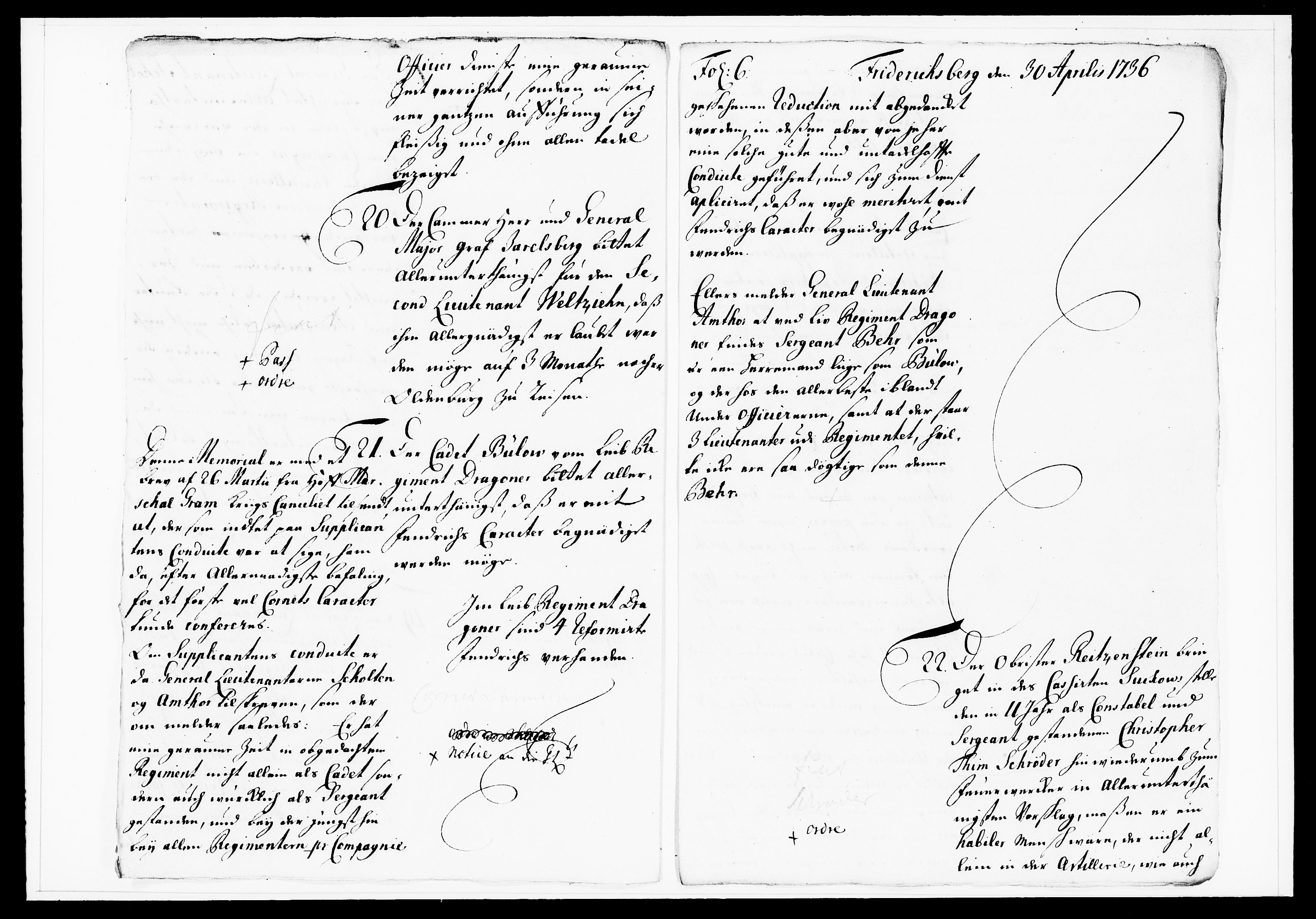 Krigskollegiet, Krigskancelliet, DRA/A-0006/-/1130-1137: Refererede sager, 1736, p. 171