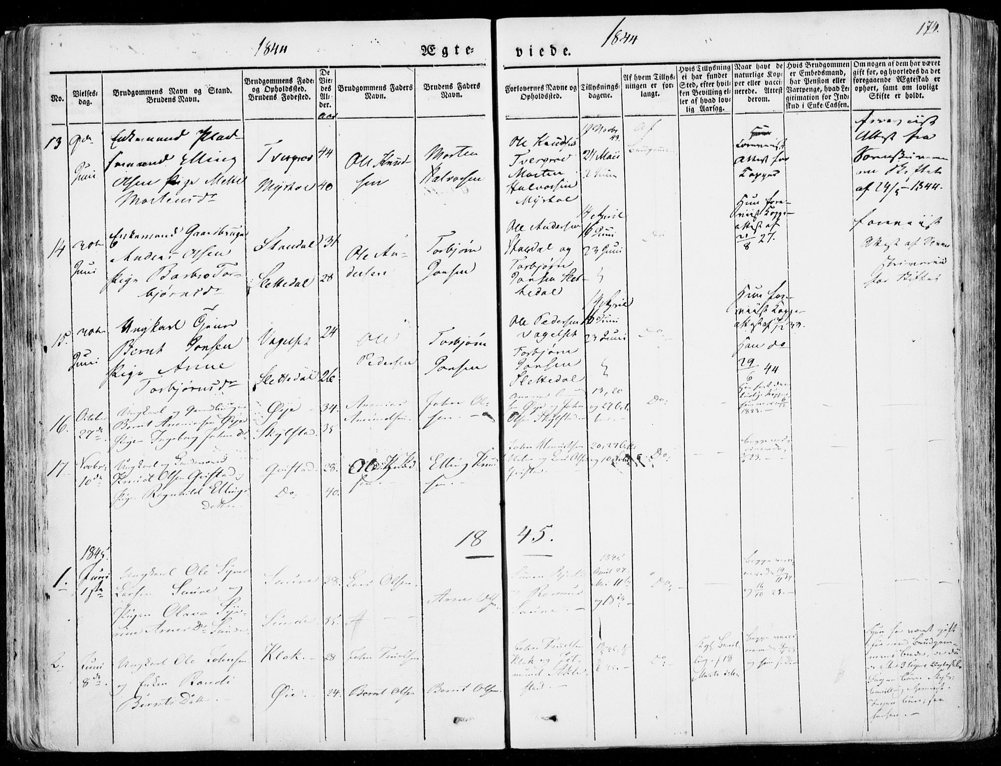 Ministerialprotokoller, klokkerbøker og fødselsregistre - Møre og Romsdal, AV/SAT-A-1454/515/L0208: Parish register (official) no. 515A04, 1830-1846, p. 174