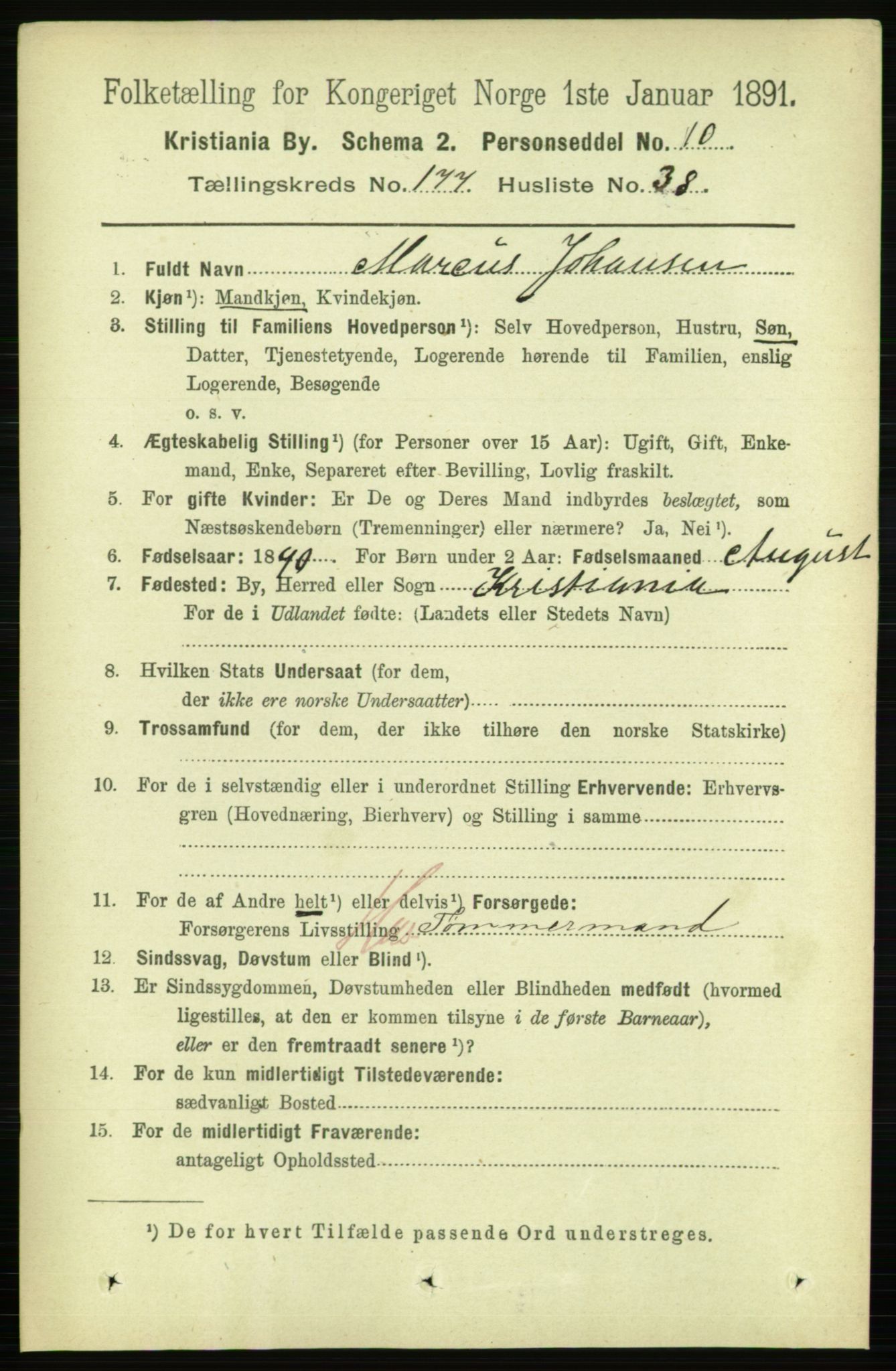 RA, 1891 census for 0301 Kristiania, 1891, p. 107227