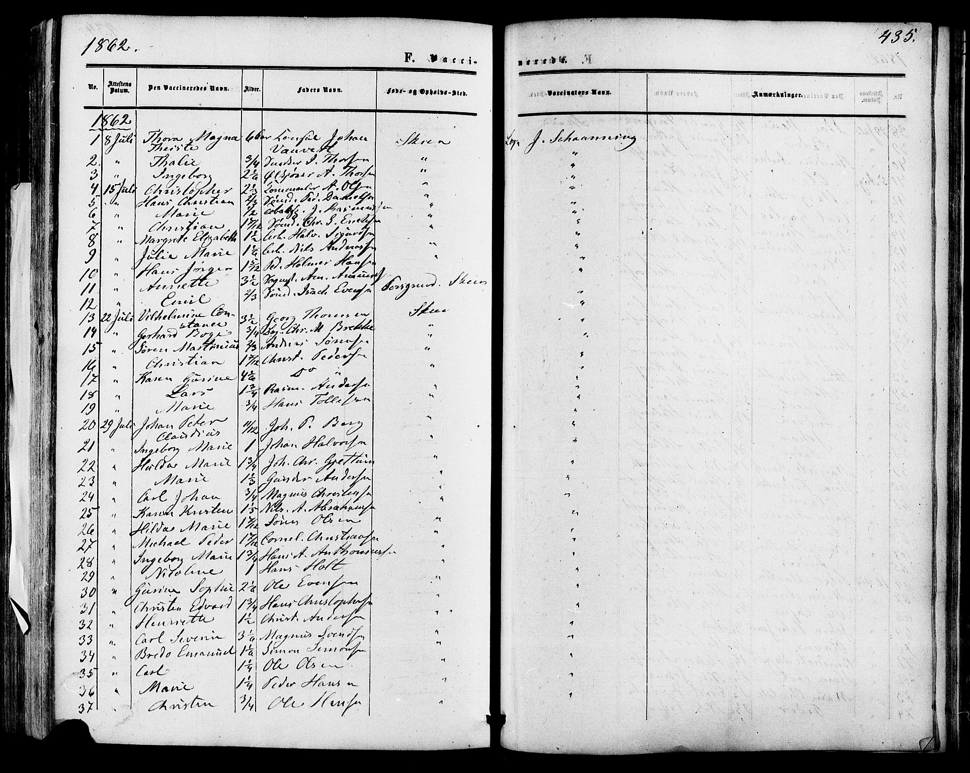 Skien kirkebøker, SAKO/A-302/F/Fa/L0007: Parish register (official) no. 7, 1856-1865, p. 435
