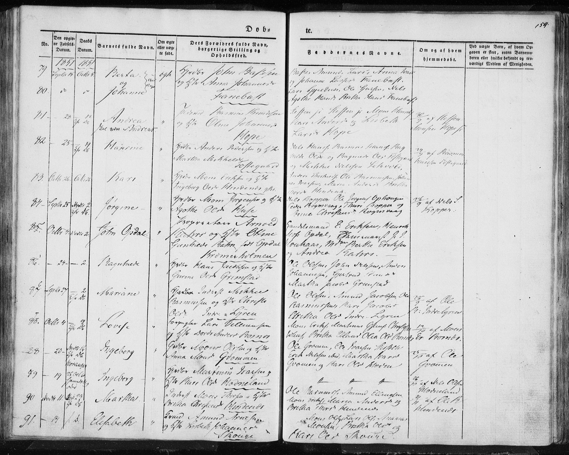 Lindås Sokneprestembete, AV/SAB-A-76701/H/Haa/Haaa/L0010: Parish register (official) no. A 10, 1842-1862, p. 154