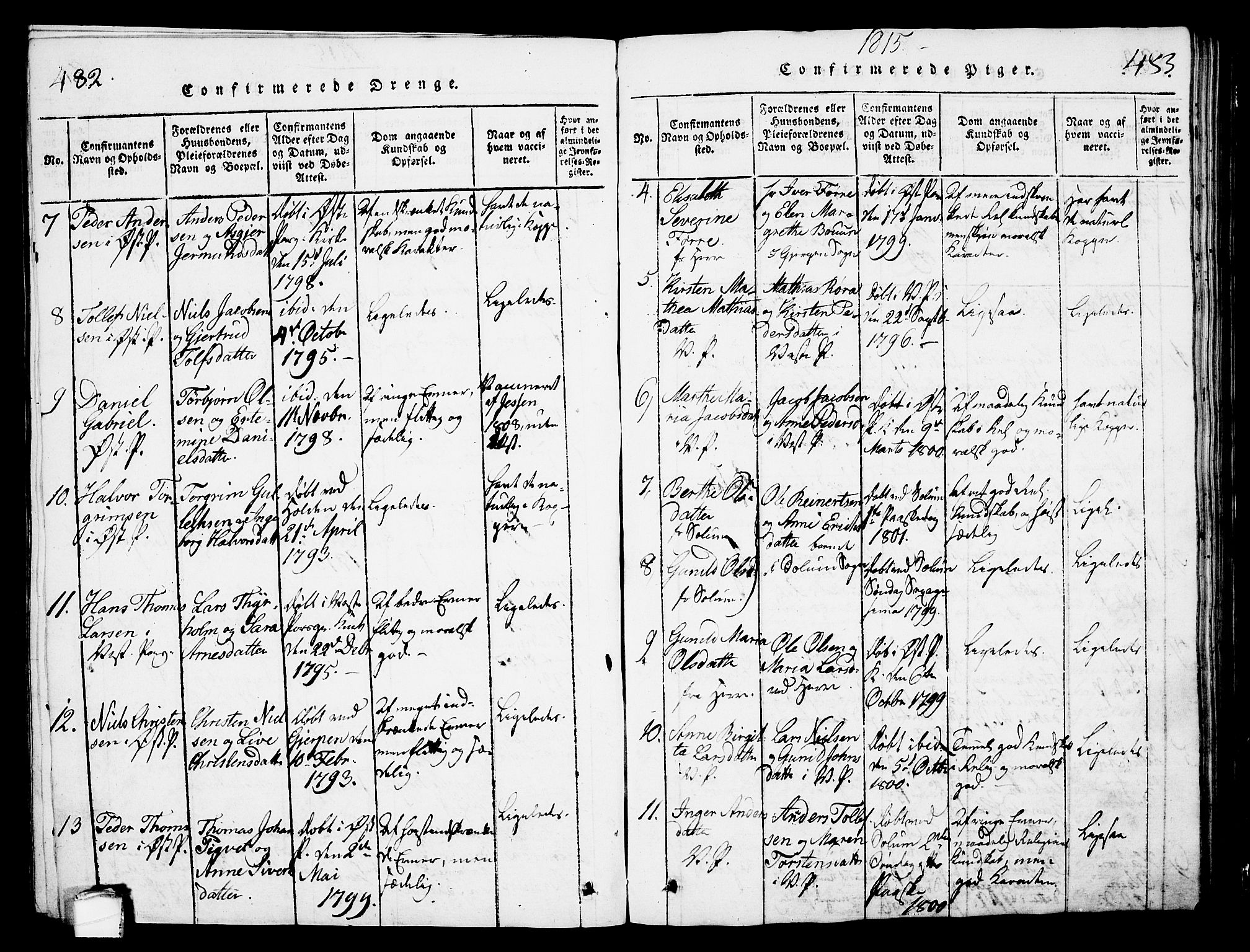 Porsgrunn kirkebøker , SAKO/A-104/G/Gb/L0001: Parish register (copy) no. II 1, 1817-1828, p. 482-483