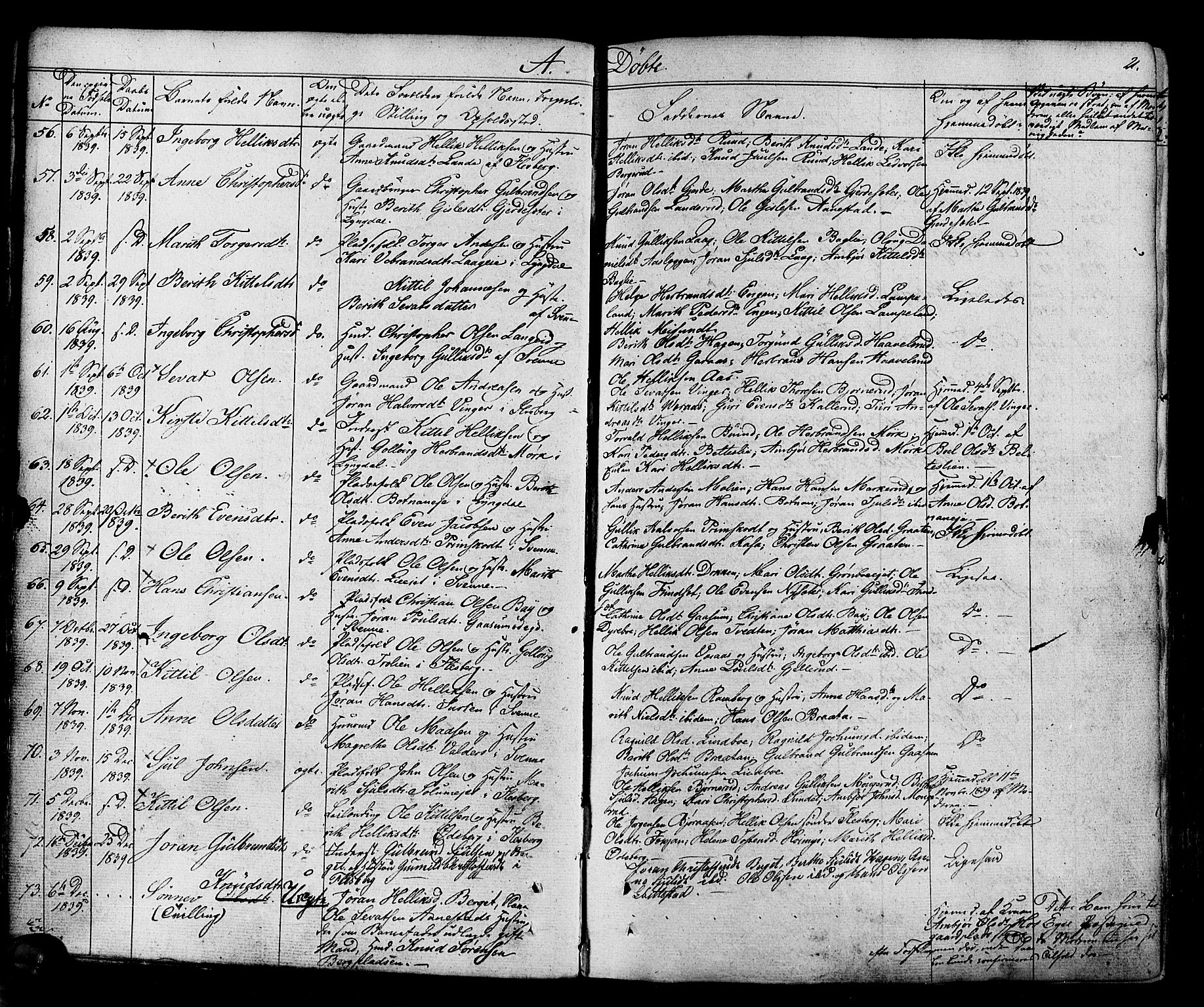 Flesberg kirkebøker, AV/SAKO-A-18/F/Fa/L0006: Parish register (official) no. I 6, 1834-1860, p. 21