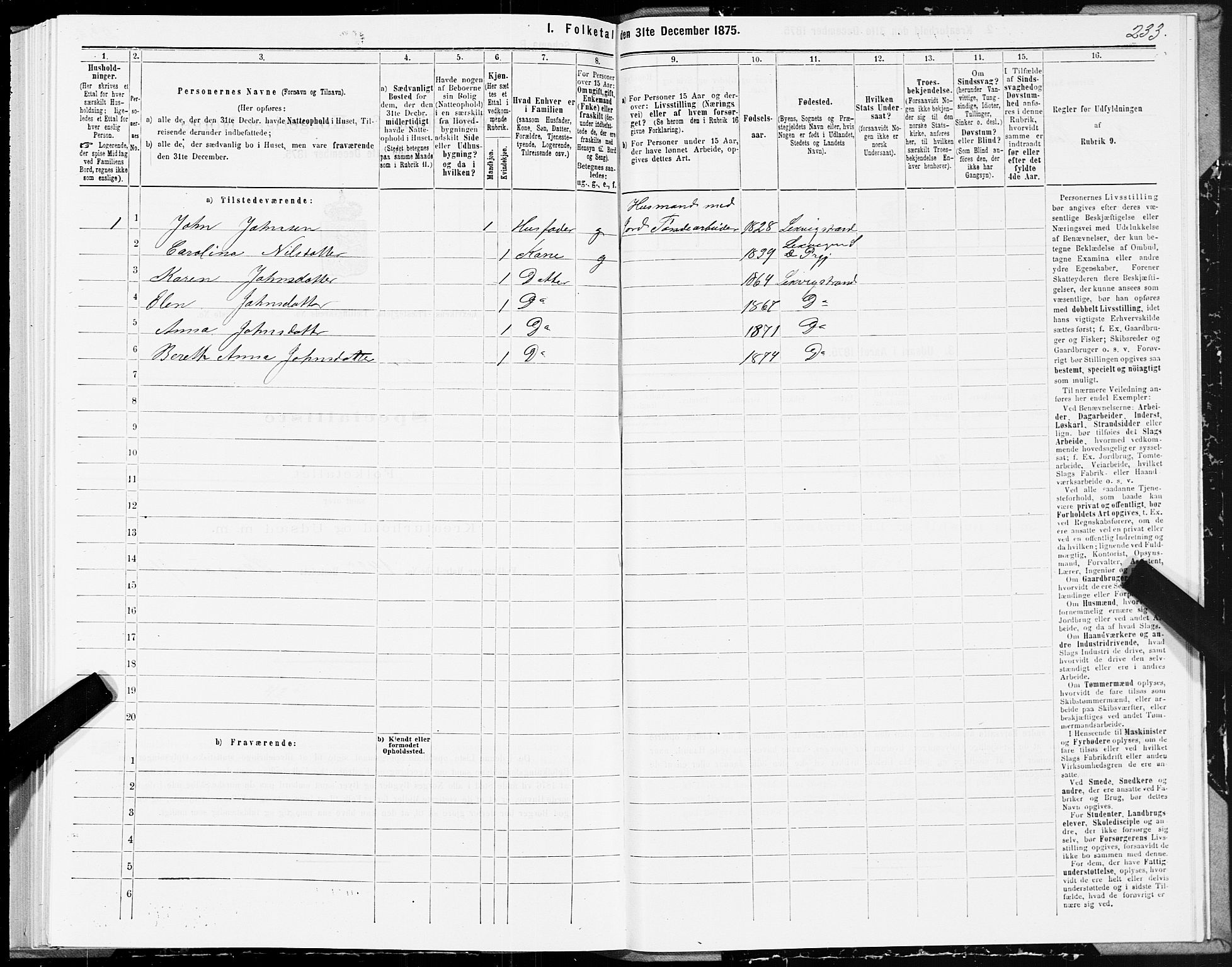 SAT, 1875 census for 1718P Leksvik, 1875, p. 3233