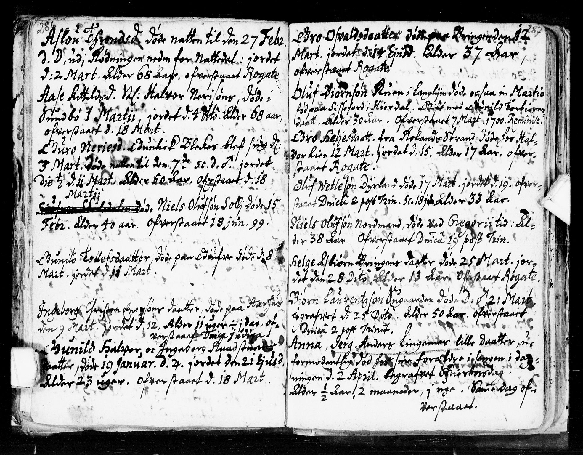 Seljord kirkebøker, SAKO/A-20/F/Fa/L0002: Parish register (official) no. I 2, 1689-1713, p. 286-287