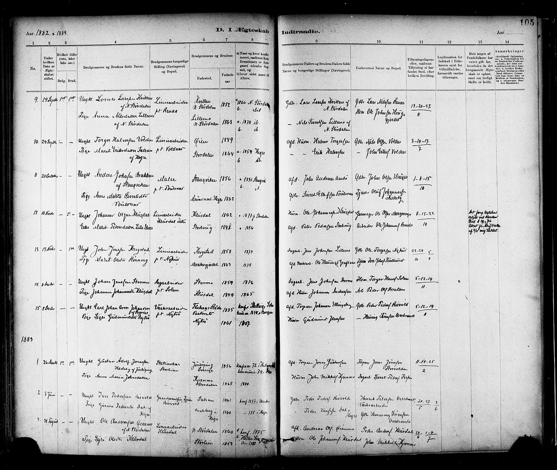 Ministerialprotokoller, klokkerbøker og fødselsregistre - Nord-Trøndelag, AV/SAT-A-1458/706/L0047: Parish register (official) no. 706A03, 1878-1892, p. 105