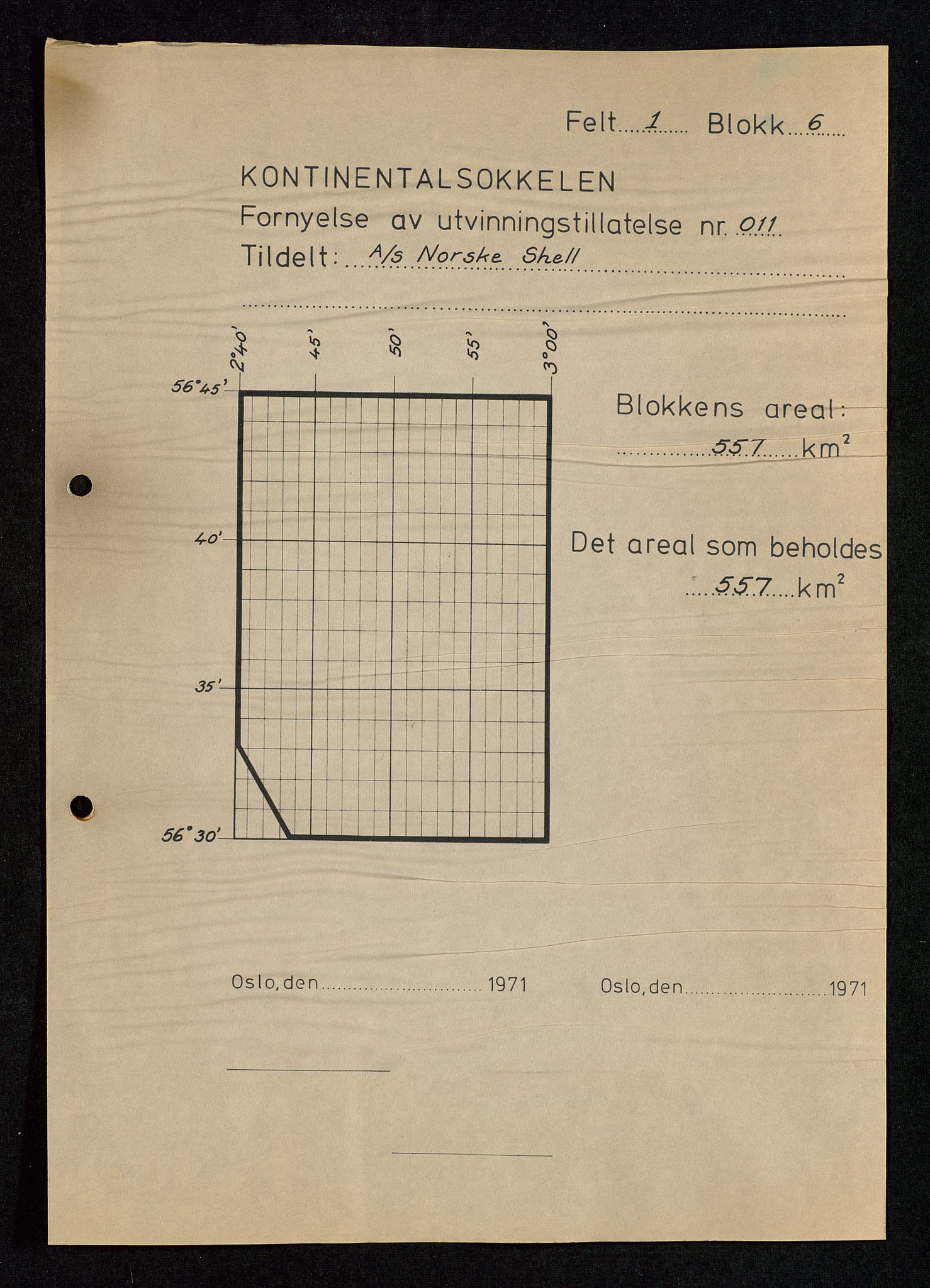 Industridepartementet, Oljekontoret, AV/SAST-A-101348/Da/L0004: Arkivnøkkel 711 - 712 Utvinningstillatelser, 1970-1971, p. 19