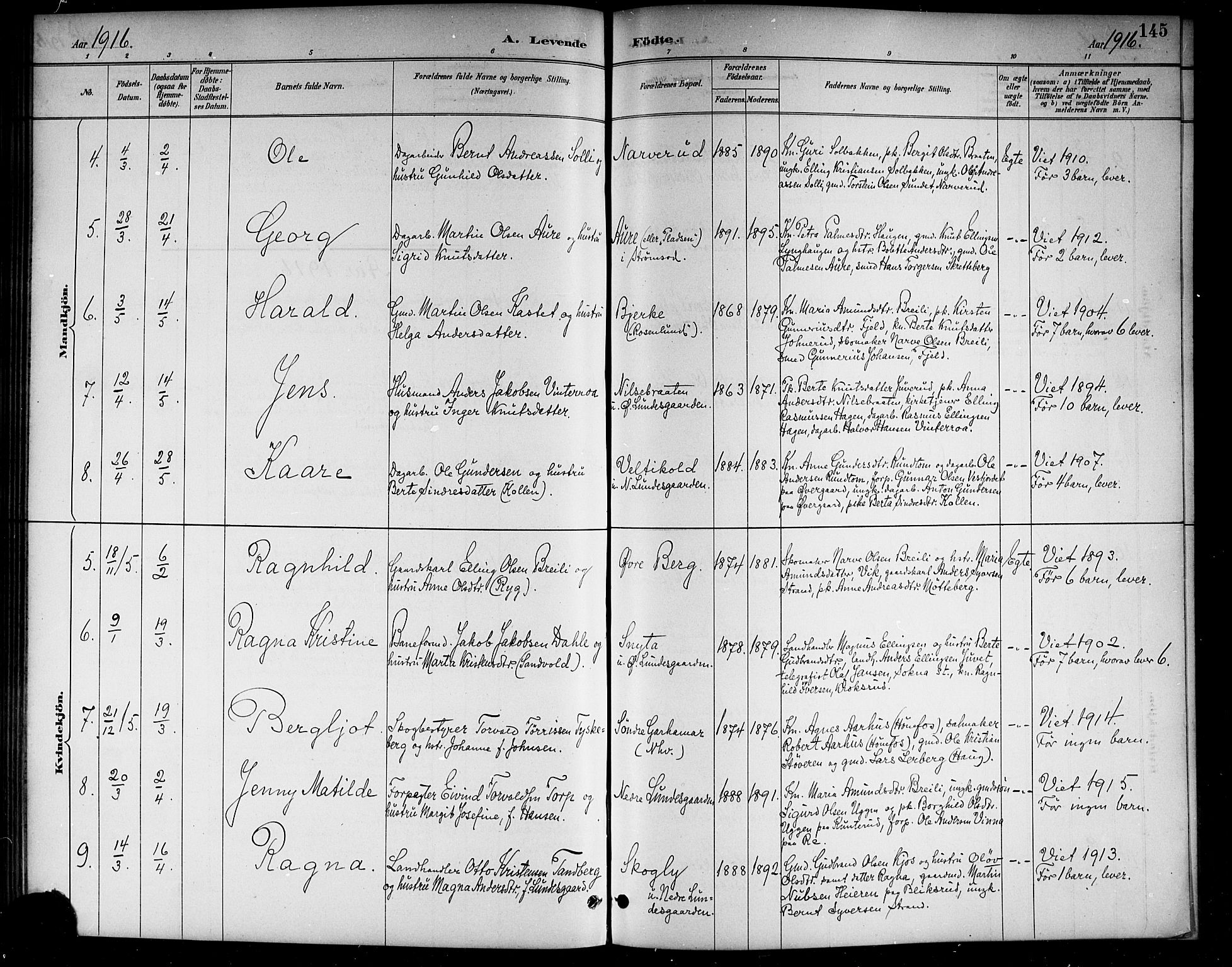 Lunder kirkebøker, SAKO/A-629/G/Ga/L0004: Parish register (copy) no. I 4, 1889-1917, p. 145