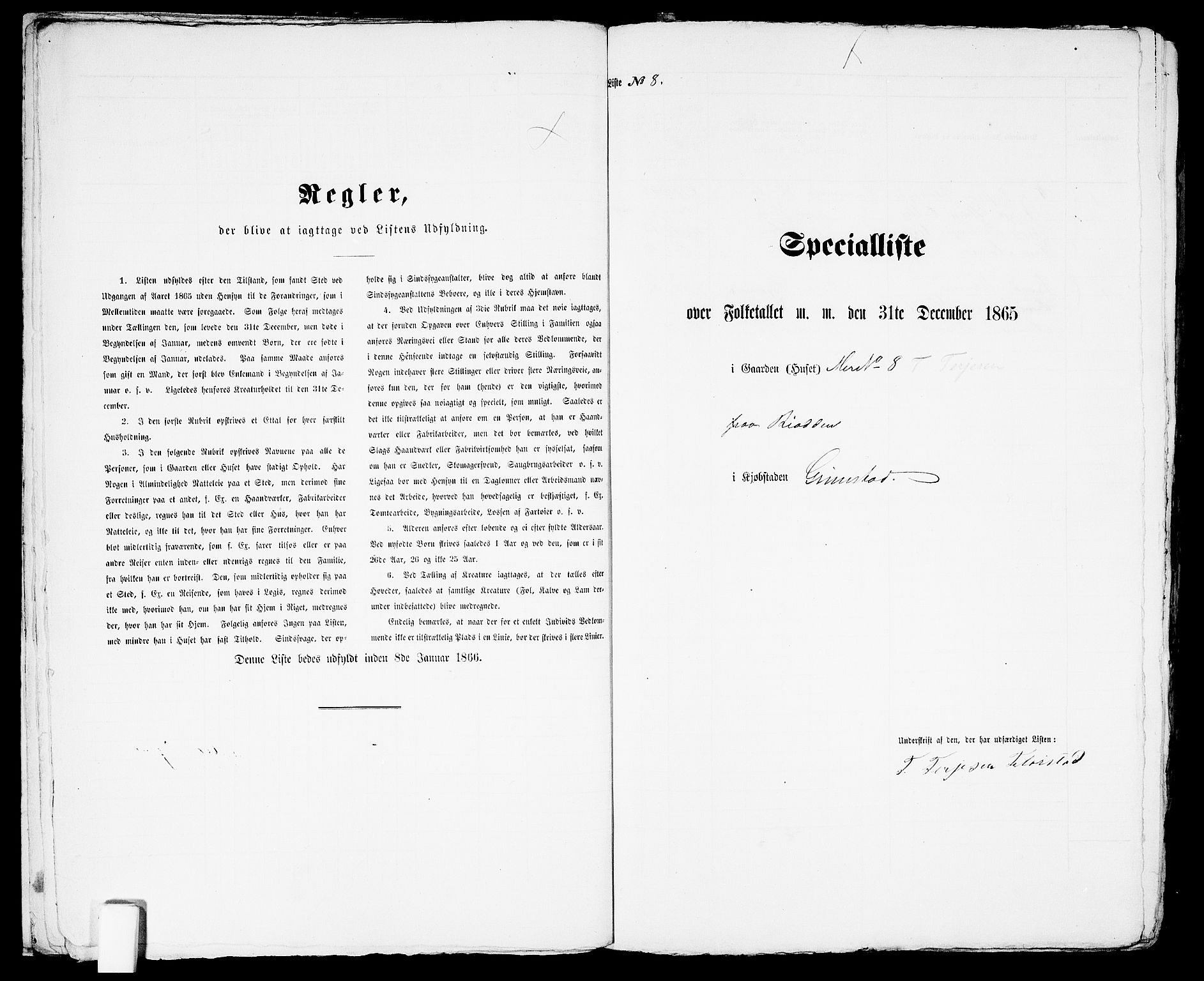 RA, 1865 census for Fjære/Grimstad, 1865, p. 22