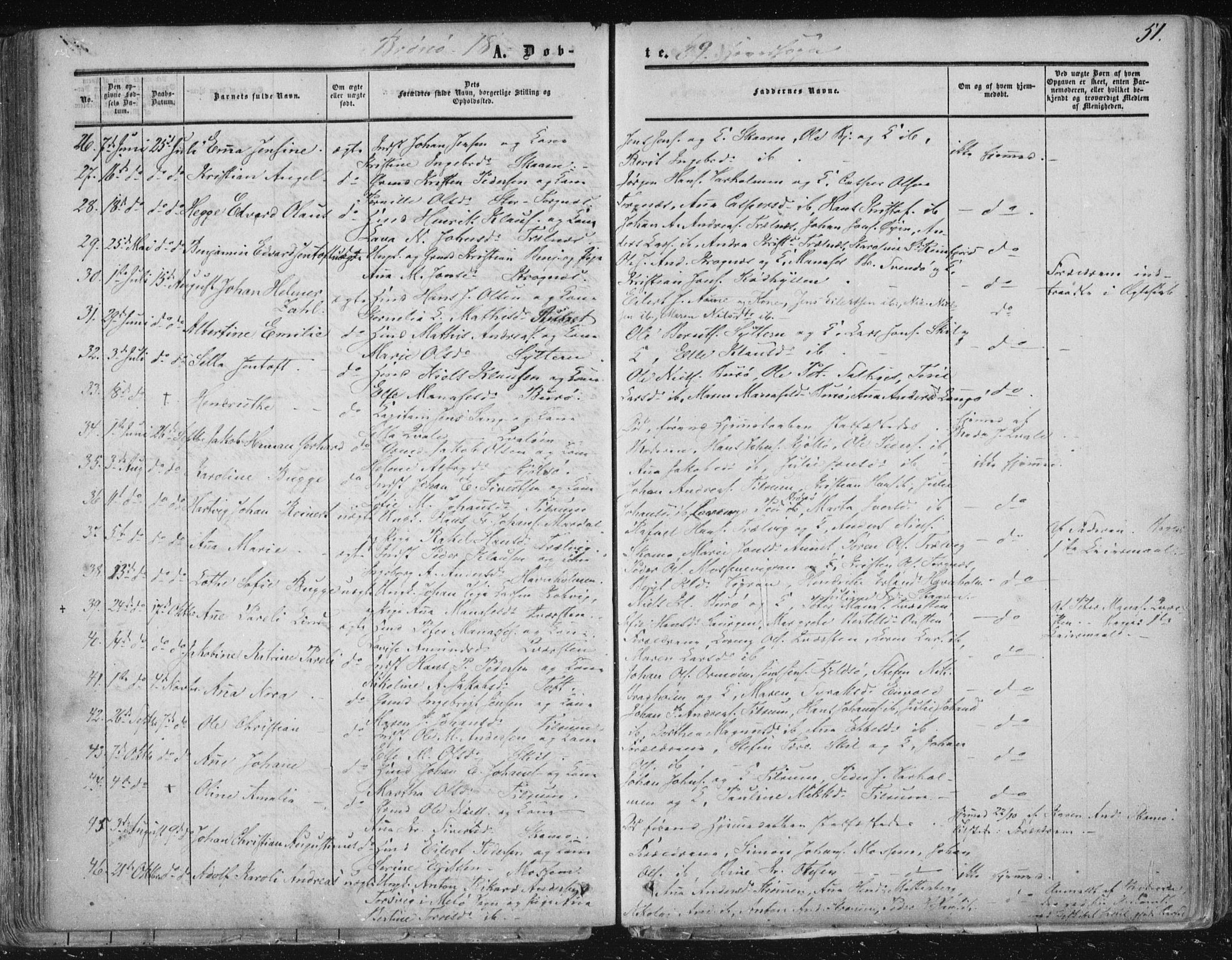 Ministerialprotokoller, klokkerbøker og fødselsregistre - Nordland, SAT/A-1459/813/L0198: Parish register (official) no. 813A08, 1834-1874, p. 51