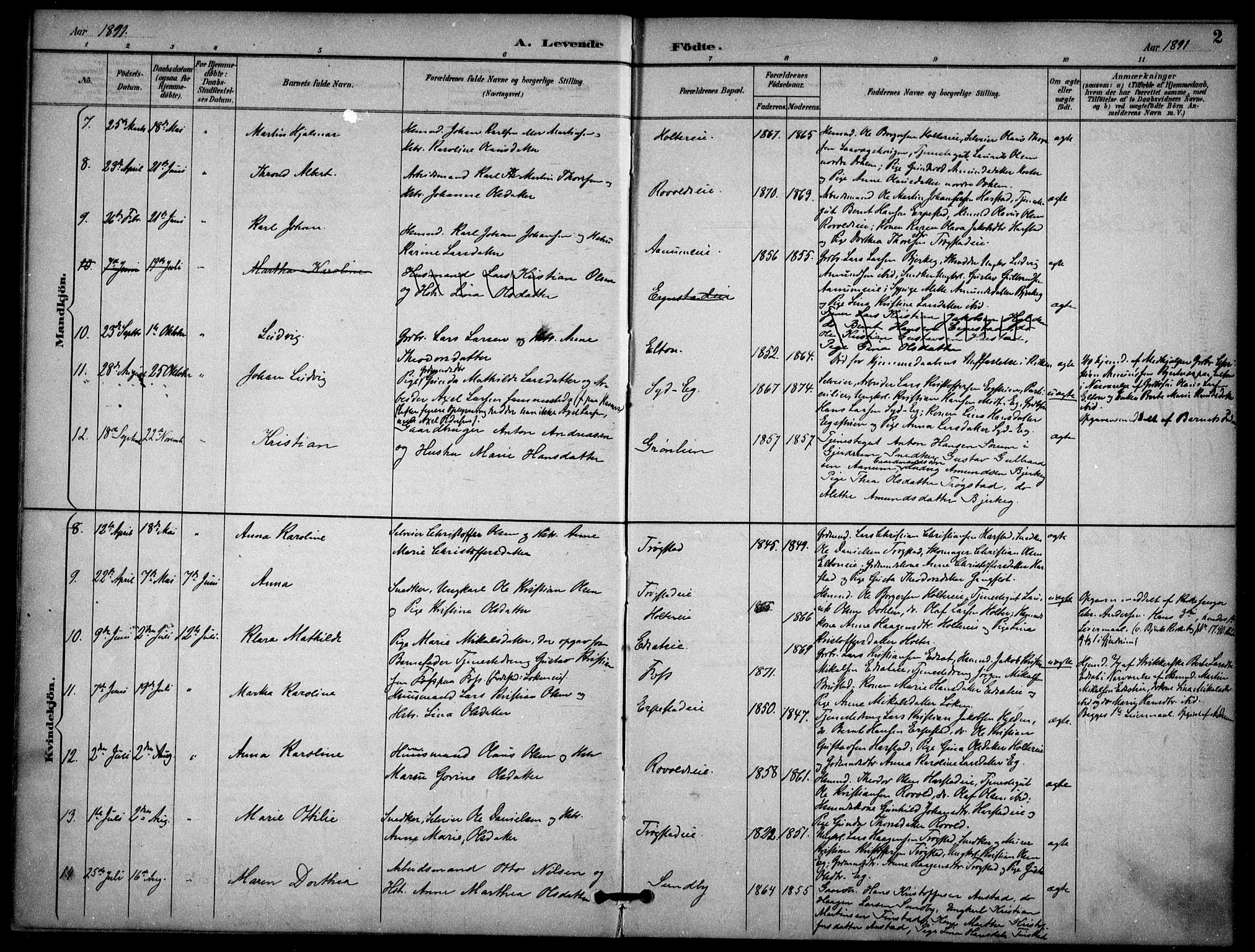 Nannestad prestekontor Kirkebøker, AV/SAO-A-10414a/F/Fb/L0002: Parish register (official) no. II 2, 1891-1909, p. 2