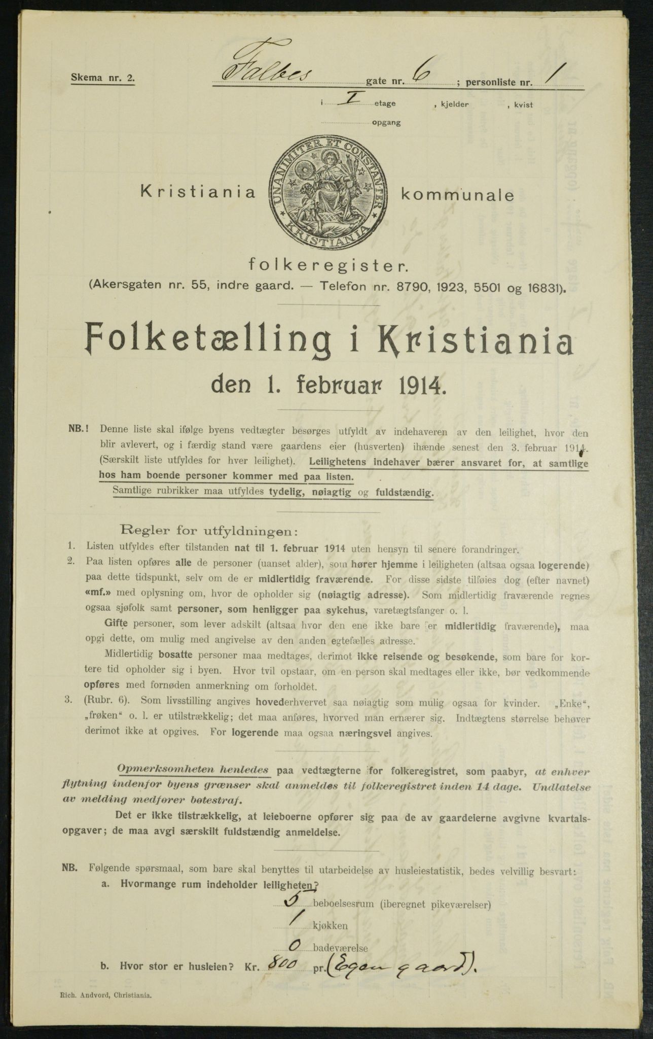 OBA, Municipal Census 1914 for Kristiania, 1914, p. 23332