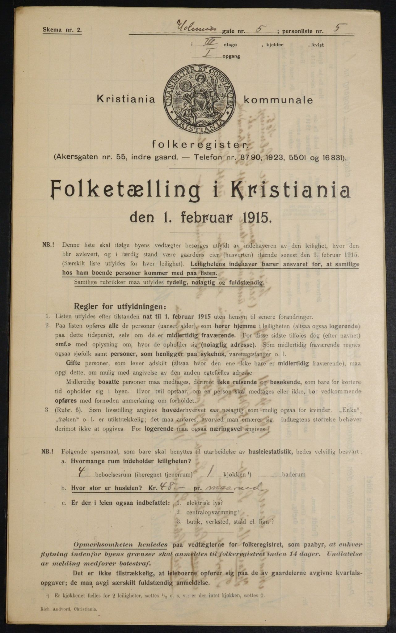 OBA, Municipal Census 1915 for Kristiania, 1915, p. 40433