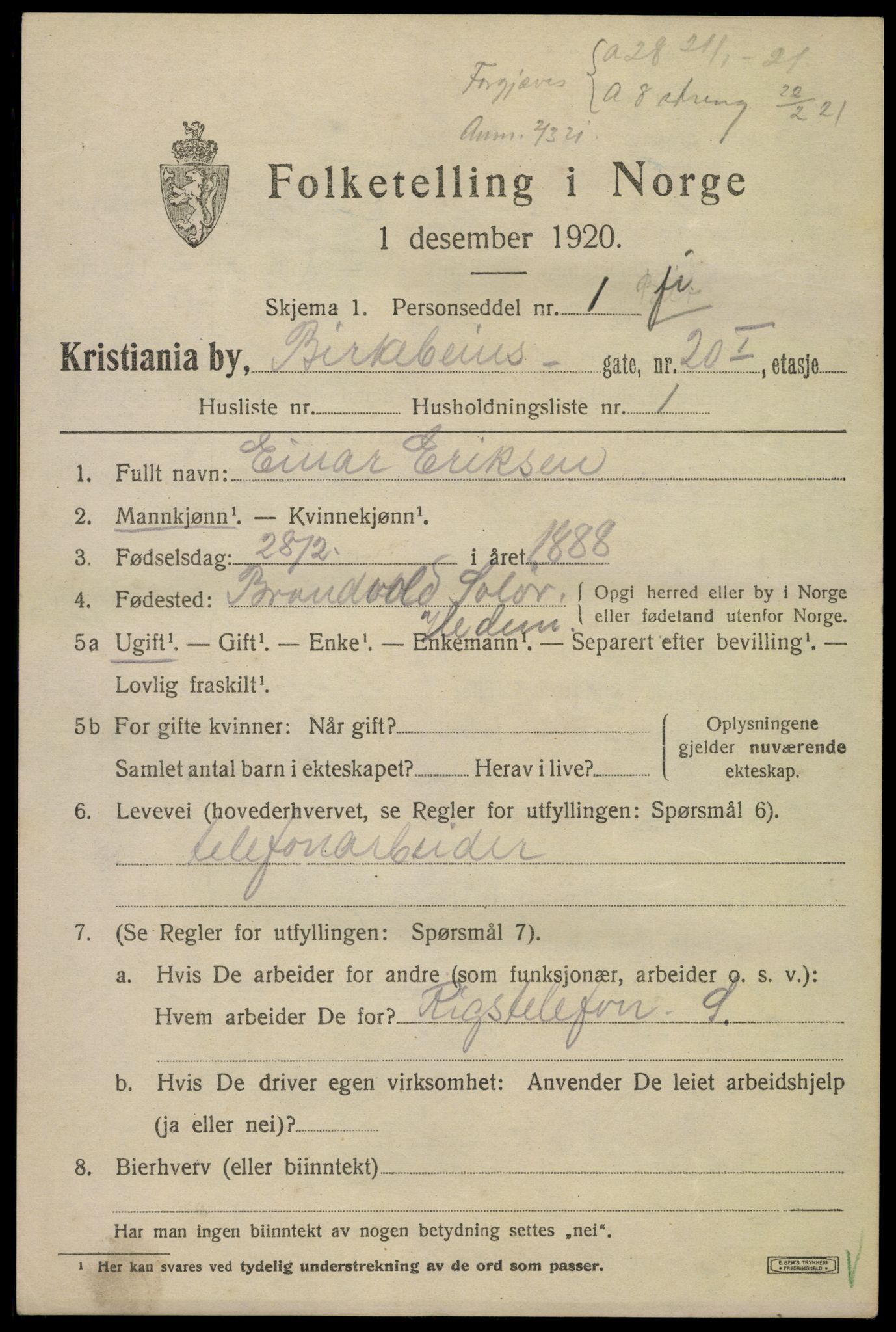 SAO, 1920 census for Kristiania, 1920, p. 156347