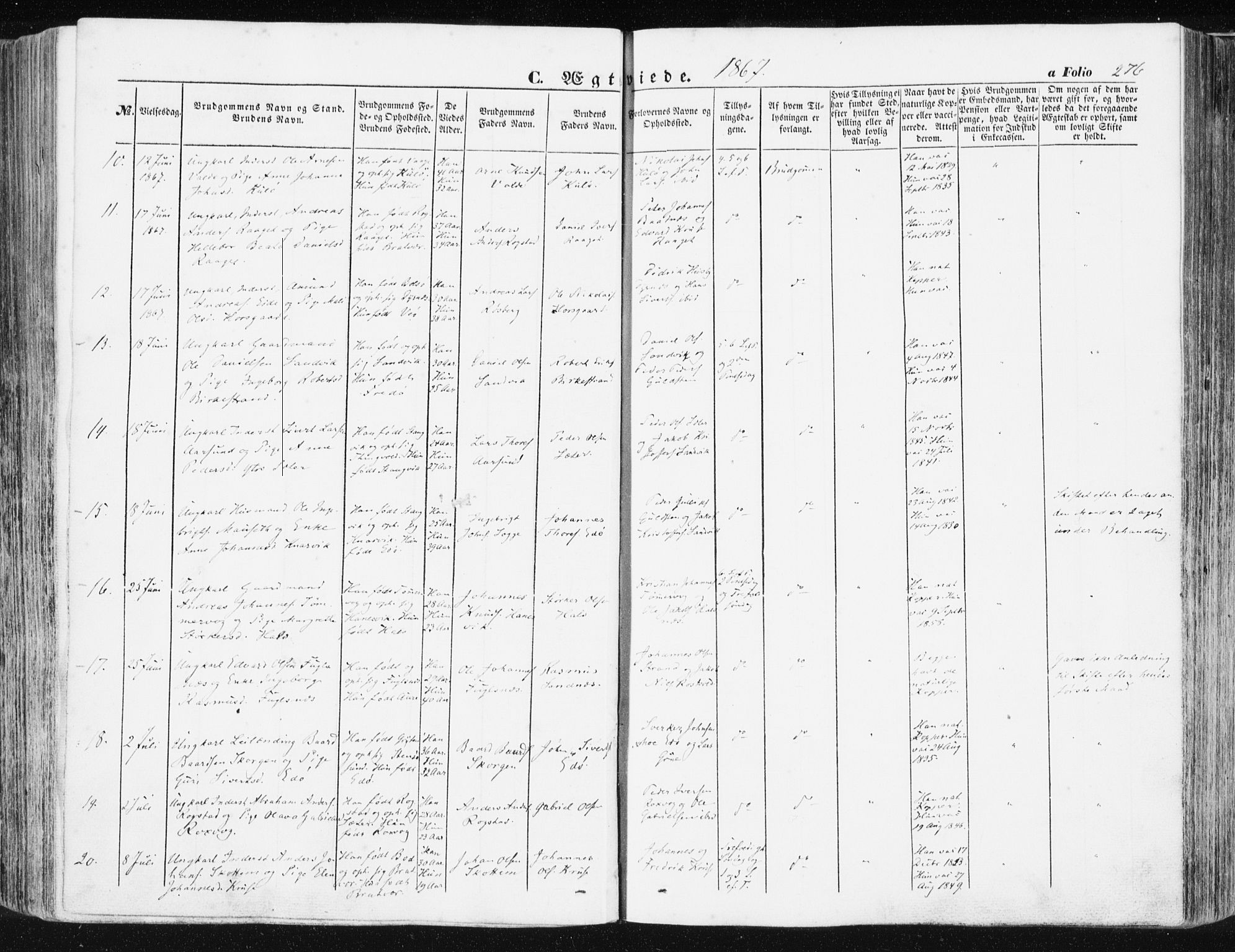 Ministerialprotokoller, klokkerbøker og fødselsregistre - Møre og Romsdal, AV/SAT-A-1454/581/L0937: Parish register (official) no. 581A05, 1853-1872, p. 276