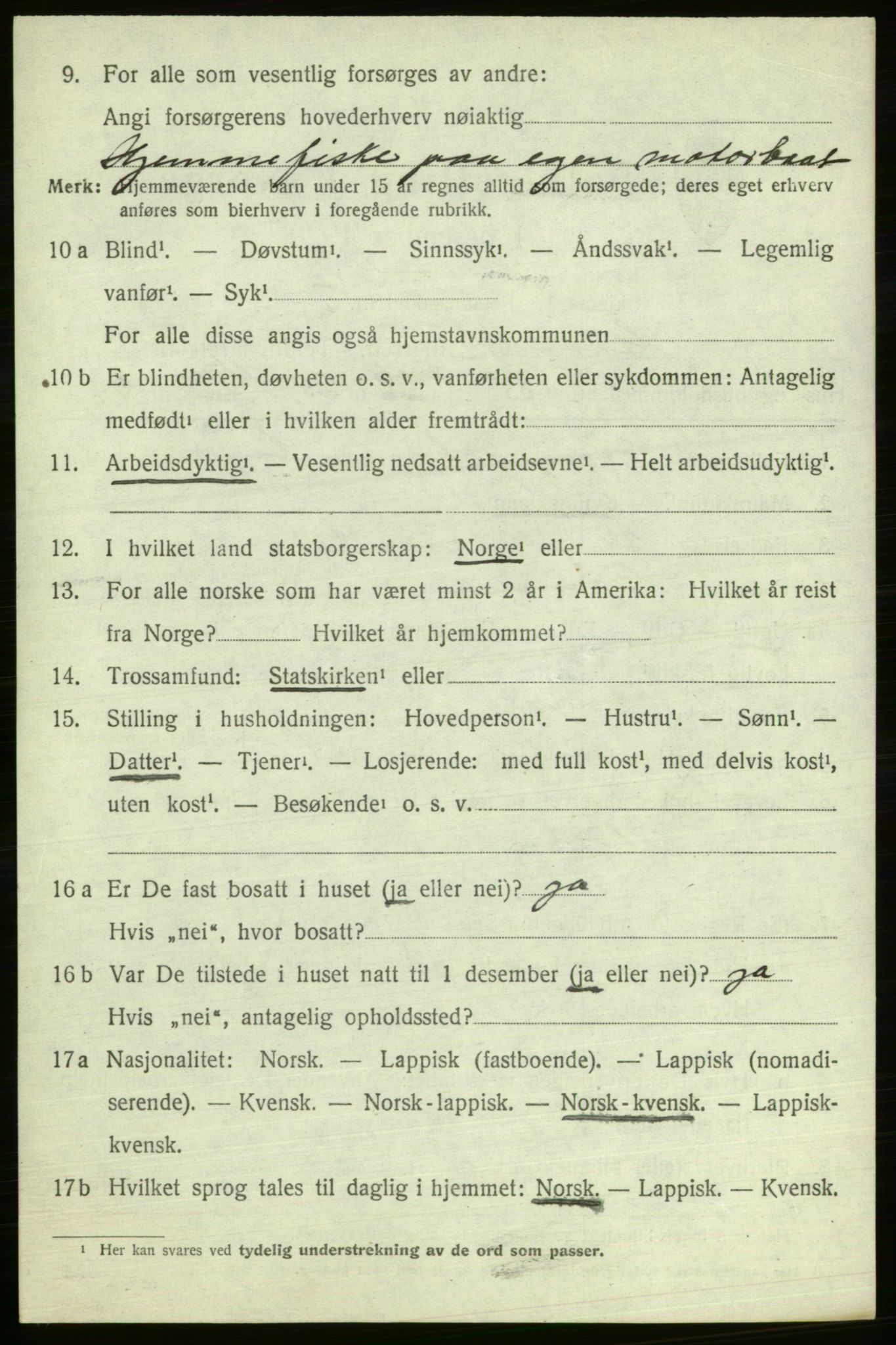 SATØ, 1920 census for Gamvik, 1920, p. 2393