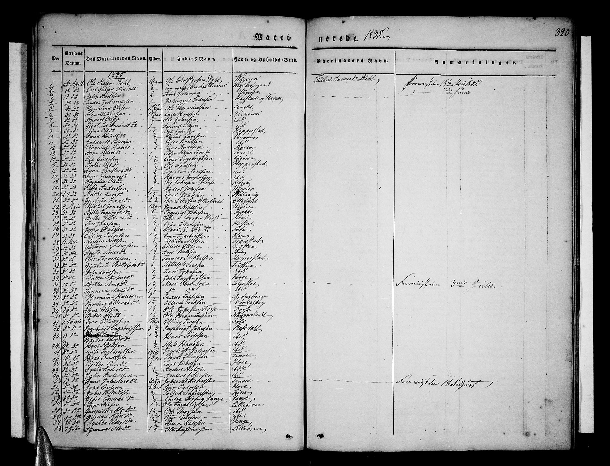 Vik sokneprestembete, AV/SAB-A-81501/H/Haa/Haaa/L0007: Parish register (official) no. A 7, 1831-1845, p. 320