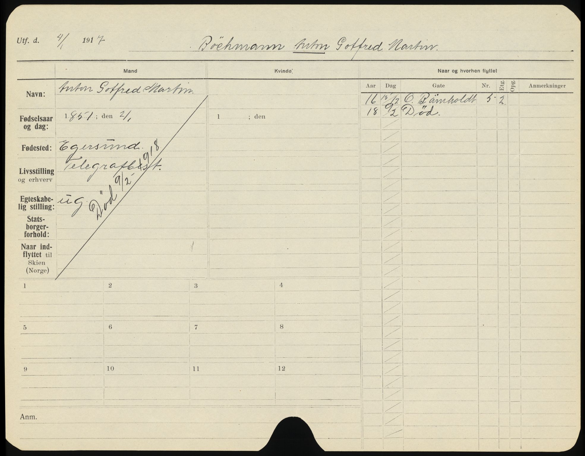 Skien folkeregister, SAKO/A-425/H/Ha/L0001: Døde, 1916-1929, p. 149