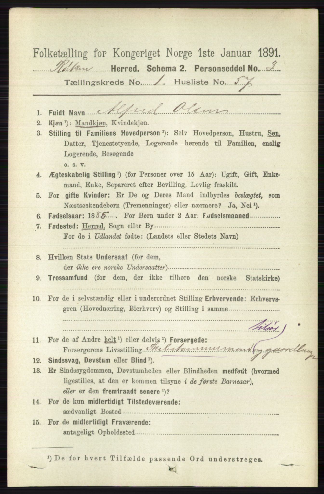 RA, 1891 census for 0627 Røyken, 1891, p. 456