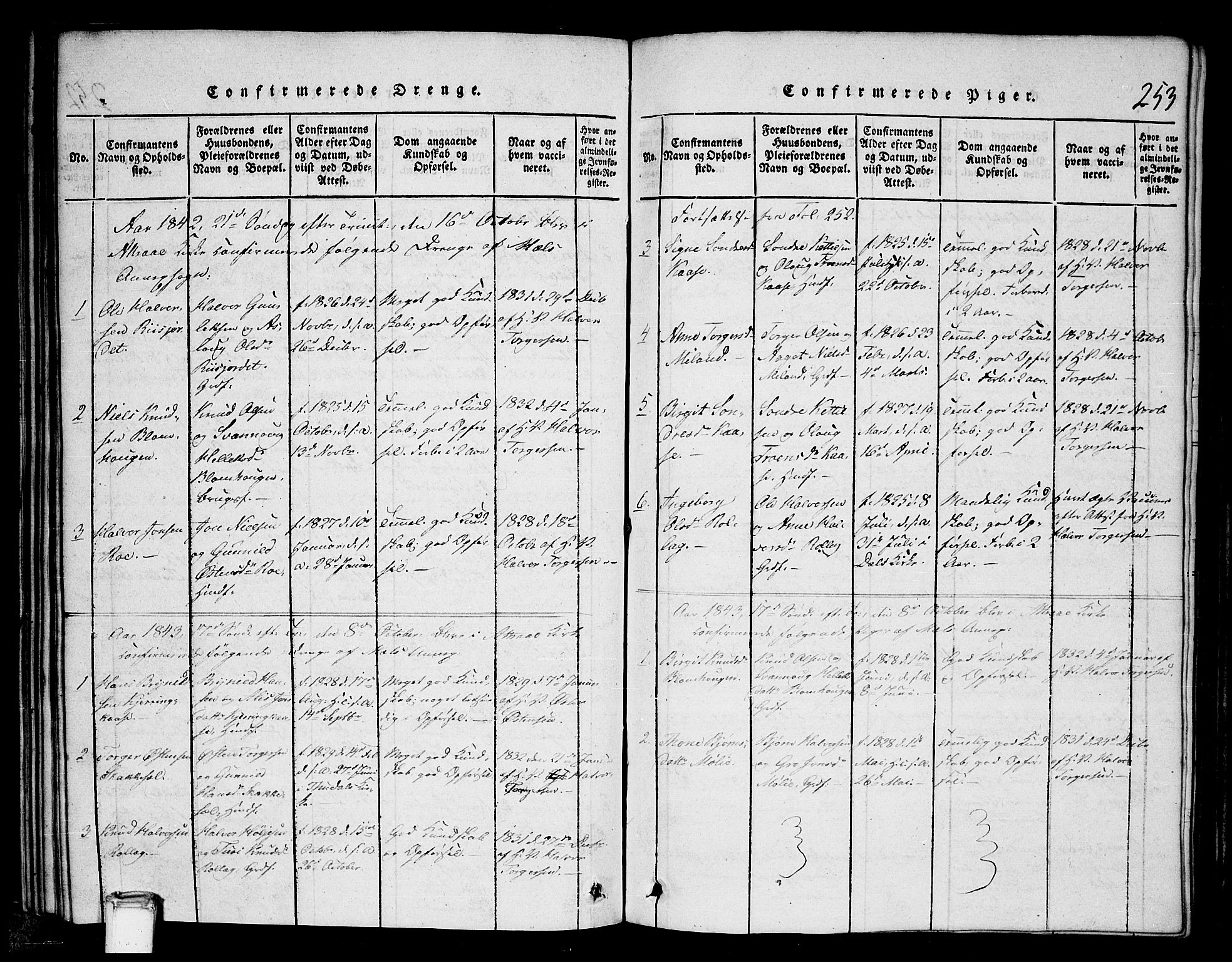 Tinn kirkebøker, SAKO/A-308/G/Gb/L0001: Parish register (copy) no. II 1 /1, 1815-1850, p. 253