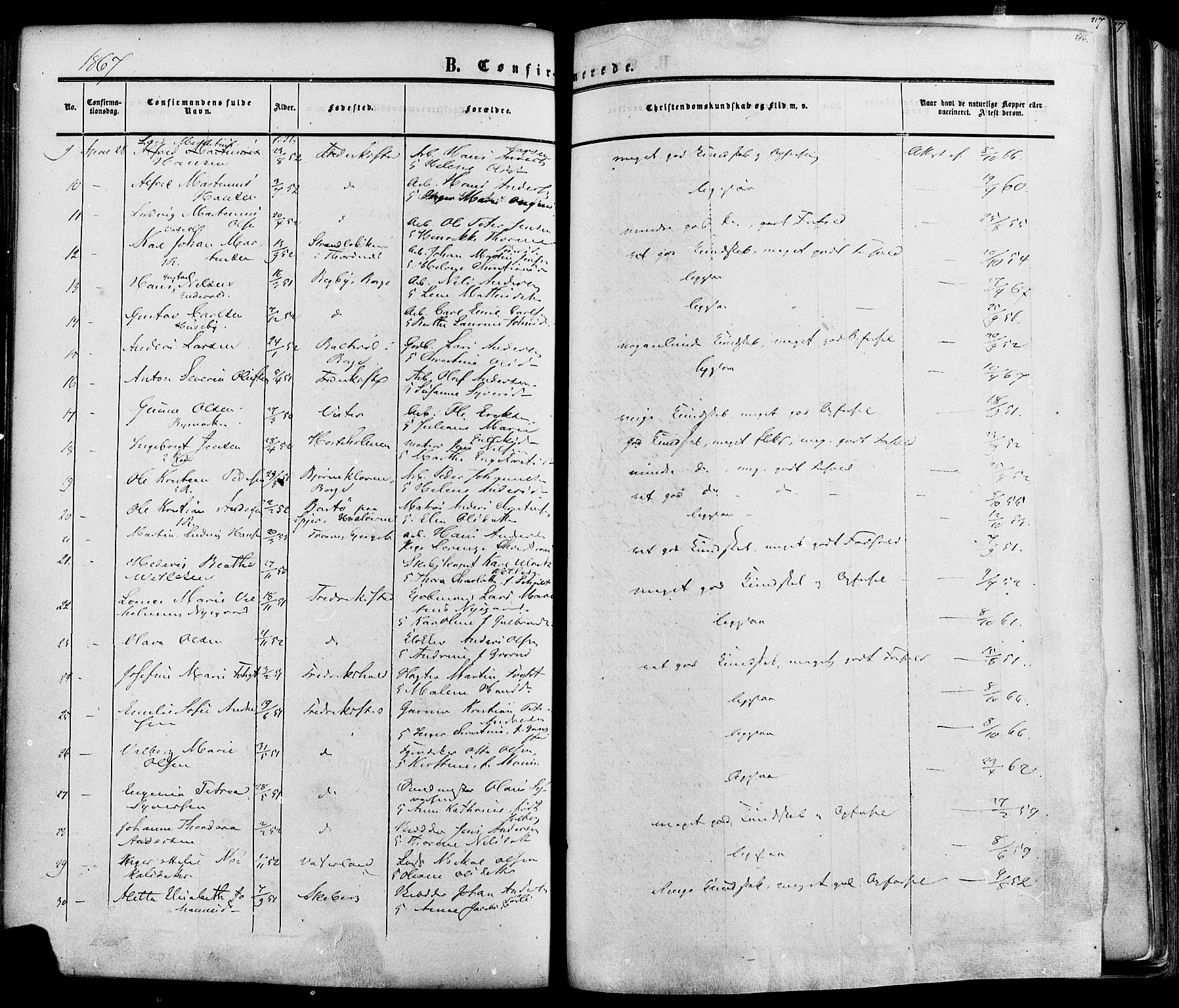 Fredrikstad prestekontor Kirkebøker, SAO/A-11082/F/Fa/L0006: Parish register (official) no. 6, 1857-1878, p. 216