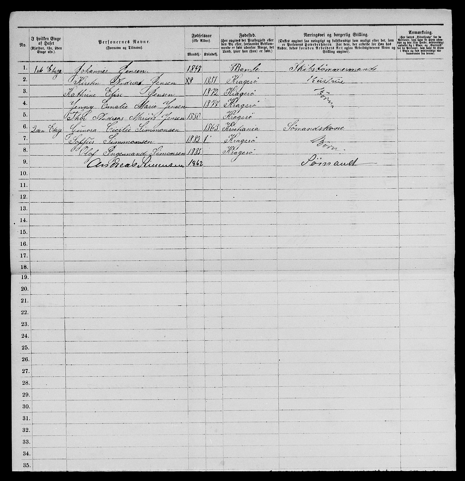 SAKO, 1885 census for 0801 Kragerø, 1885, p. 982