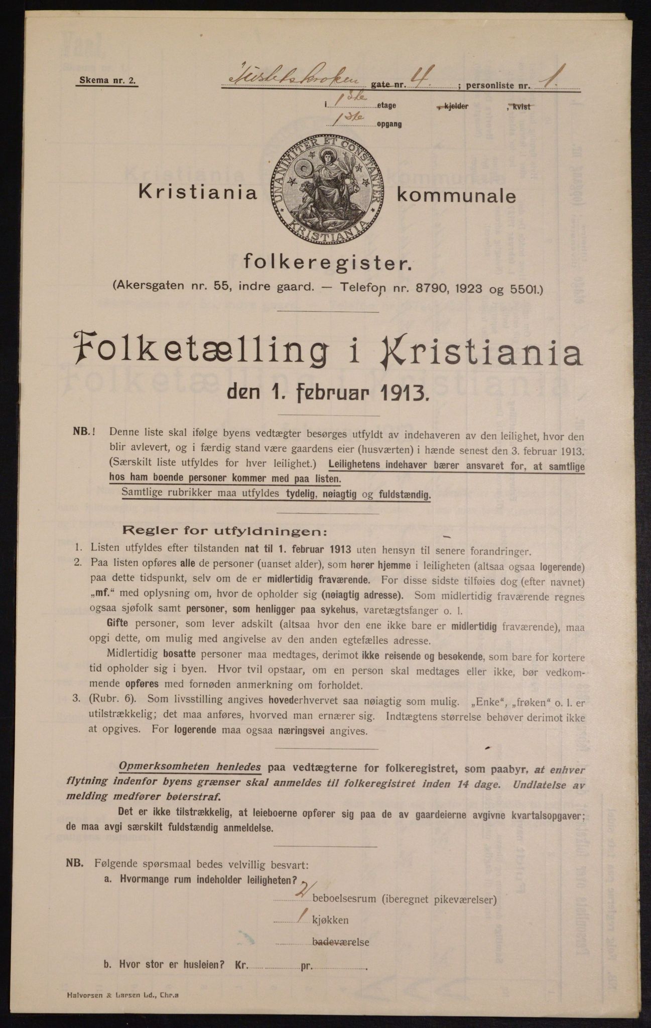 OBA, Municipal Census 1913 for Kristiania, 1913, p. 47448