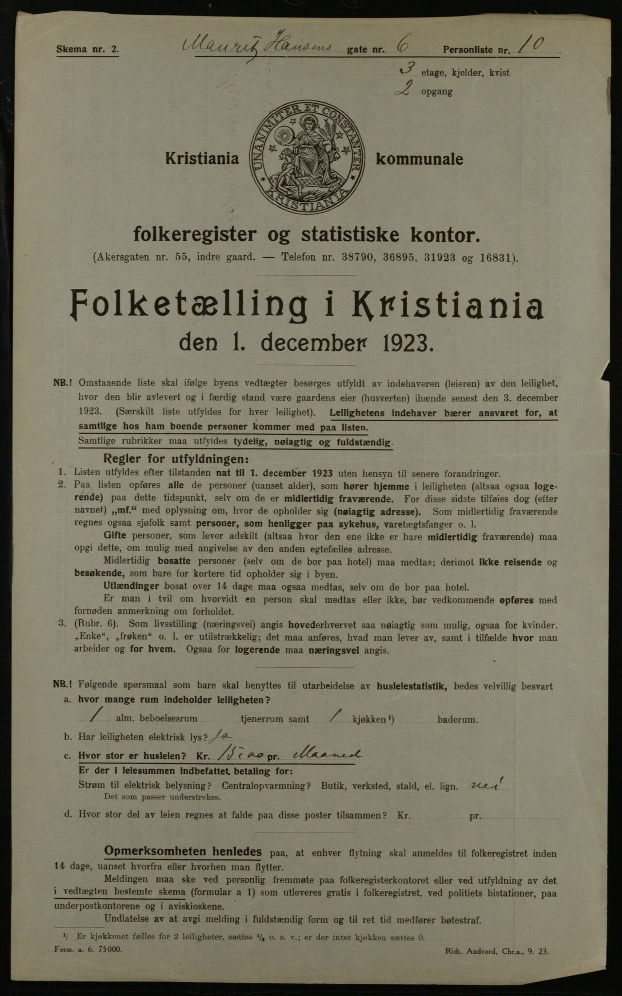 OBA, Municipal Census 1923 for Kristiania, 1923, p. 71975