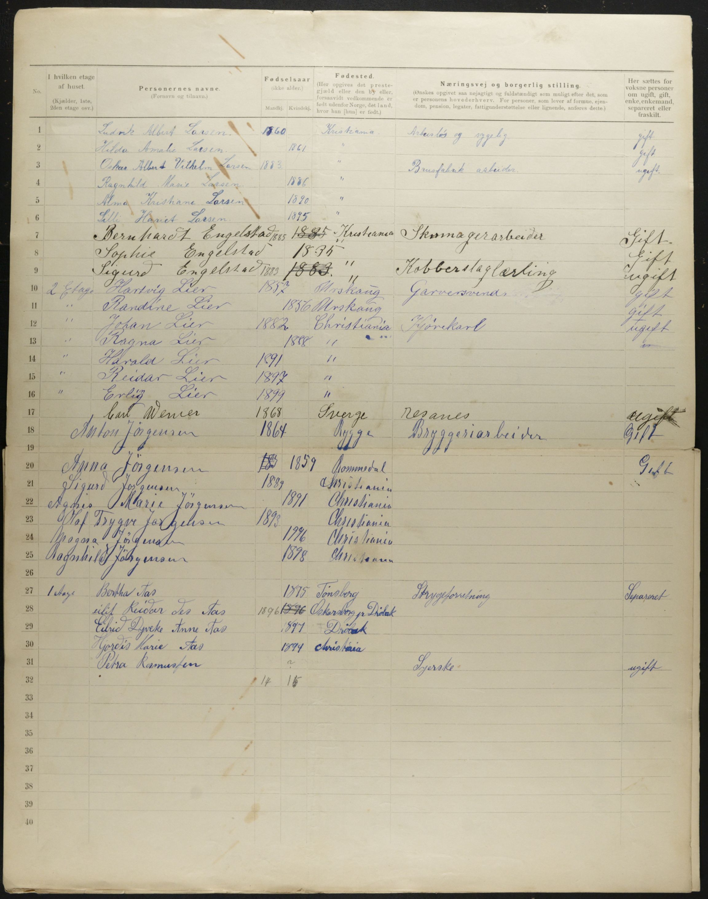 OBA, Municipal Census 1901 for Kristiania, 1901, p. 1359