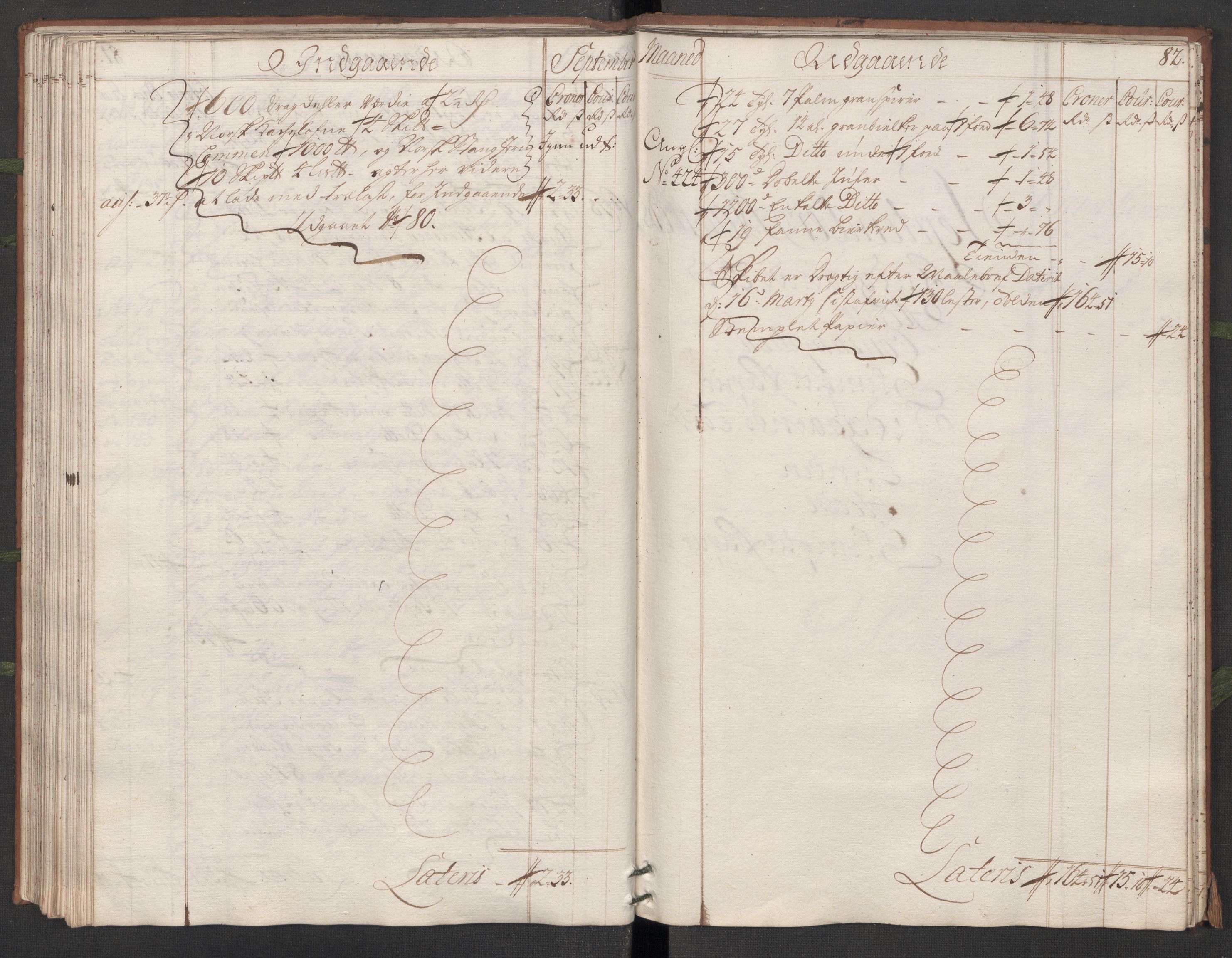 Generaltollkammeret, tollregnskaper, AV/RA-EA-5490/R07/L0010/0001: Tollregnskaper Sand / Hovedtollbok, 1733, p. 81b-82a