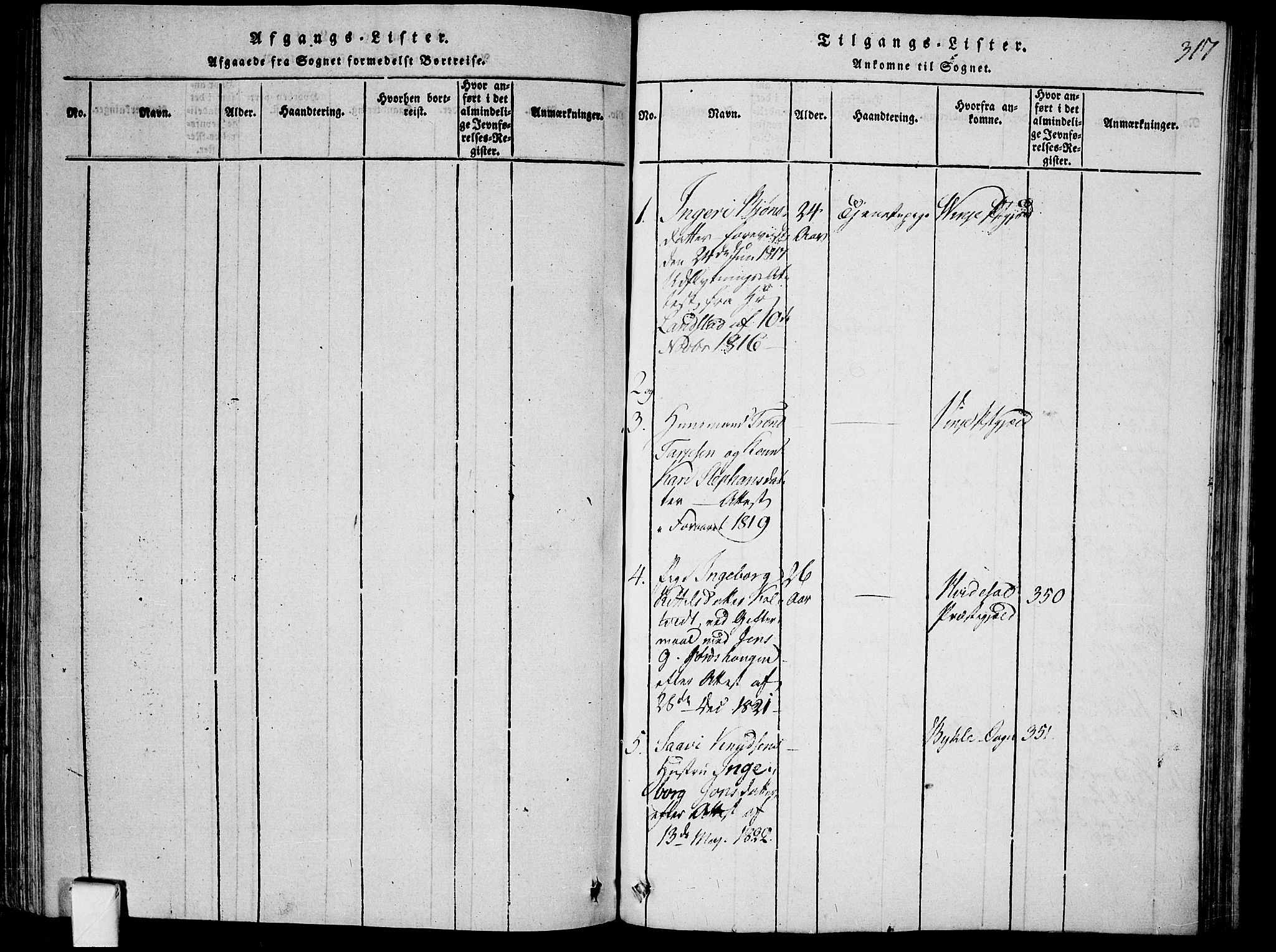Mo kirkebøker, SAKO/A-286/F/Fa/L0004: Parish register (official) no. I 4, 1814-1844, p. 317