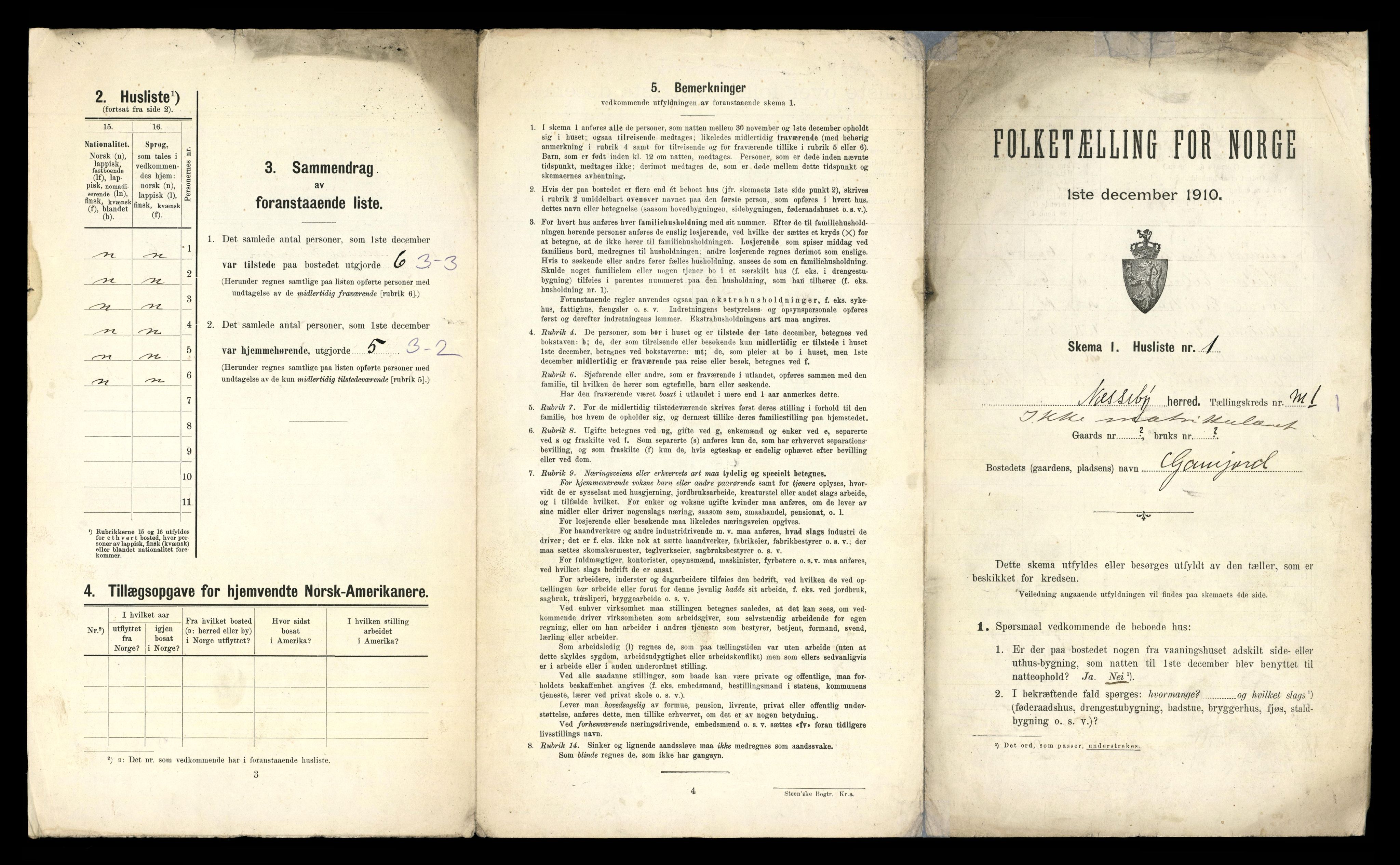 RA, 1910 census for Nesseby, 1910, p. 19