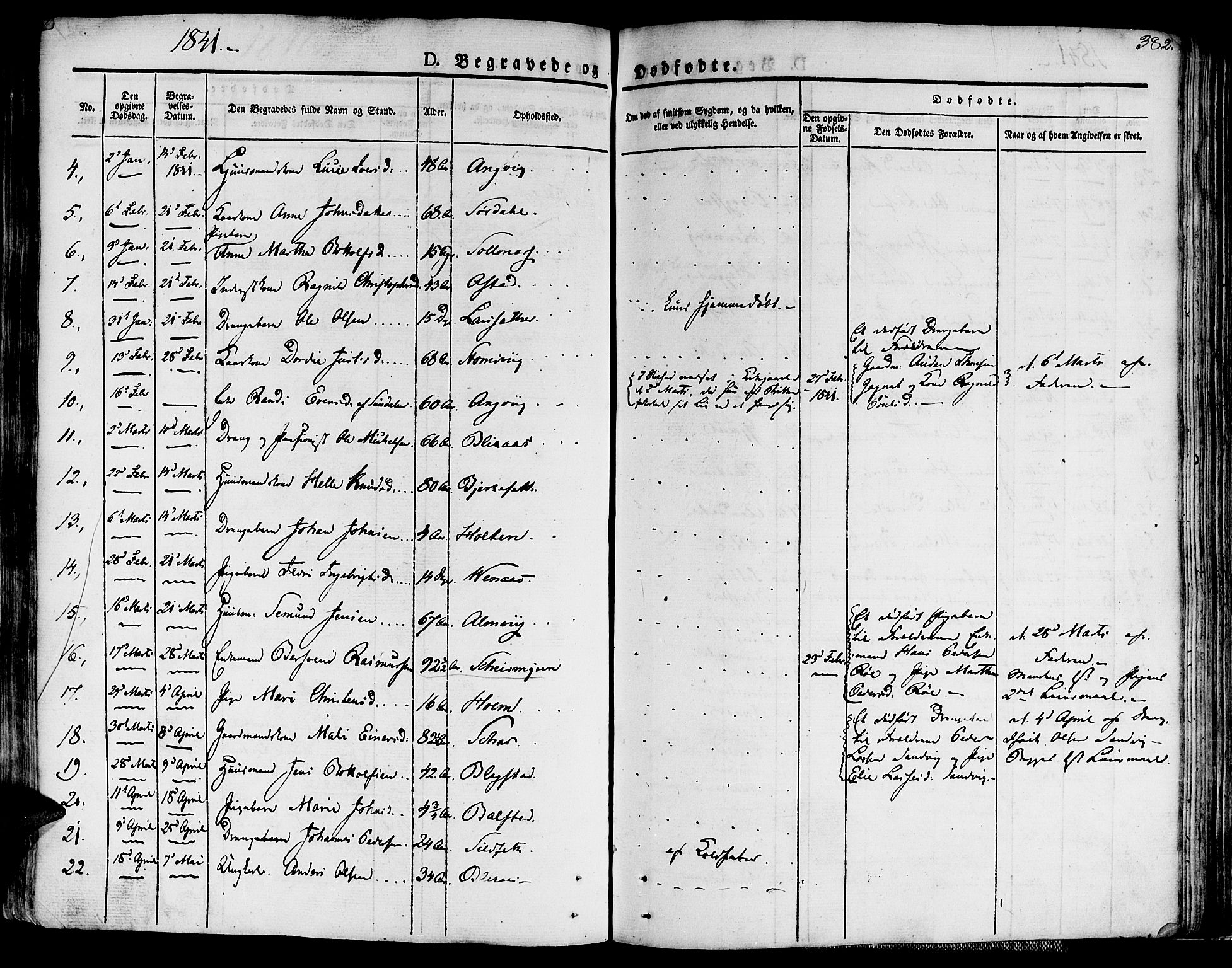 Ministerialprotokoller, klokkerbøker og fødselsregistre - Møre og Romsdal, AV/SAT-A-1454/586/L0983: Parish register (official) no. 586A09, 1829-1843, p. 382