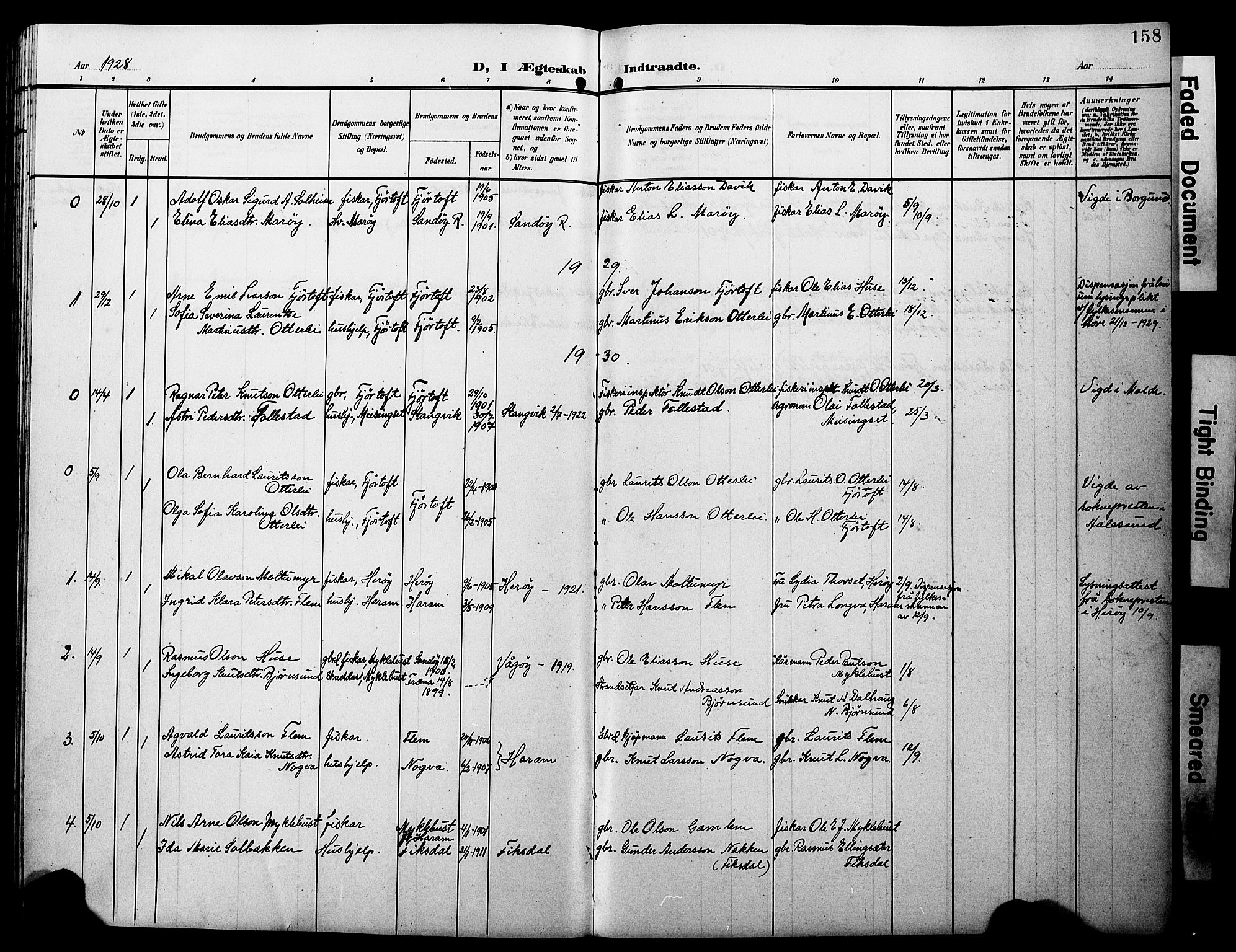 Ministerialprotokoller, klokkerbøker og fødselsregistre - Møre og Romsdal, AV/SAT-A-1454/538/L0524: Parish register (copy) no. 538C02, 1901-1931, p. 158