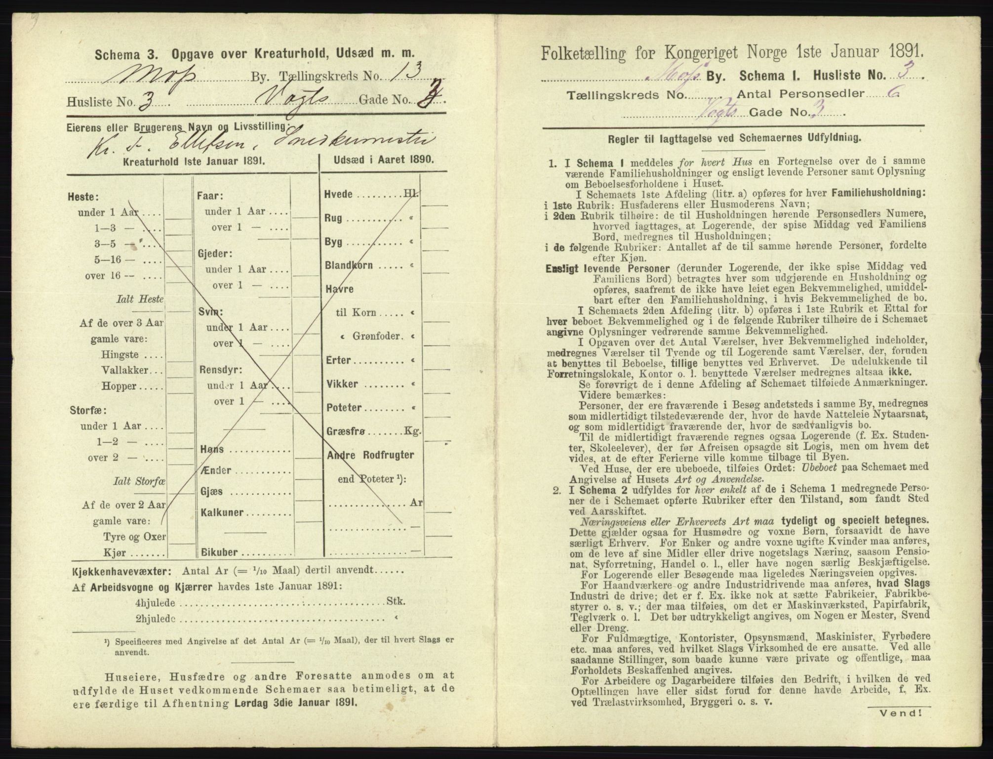 RA, 1891 census for 0104 Moss, 1891, p. 852