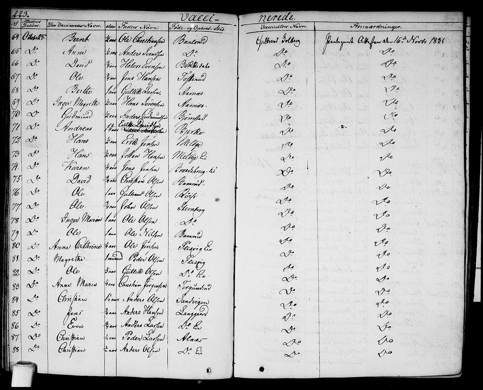 Hurdal prestekontor Kirkebøker, AV/SAO-A-10889/F/Fa/L0004: Parish register (official) no. I 4, 1828-1845, p. 223