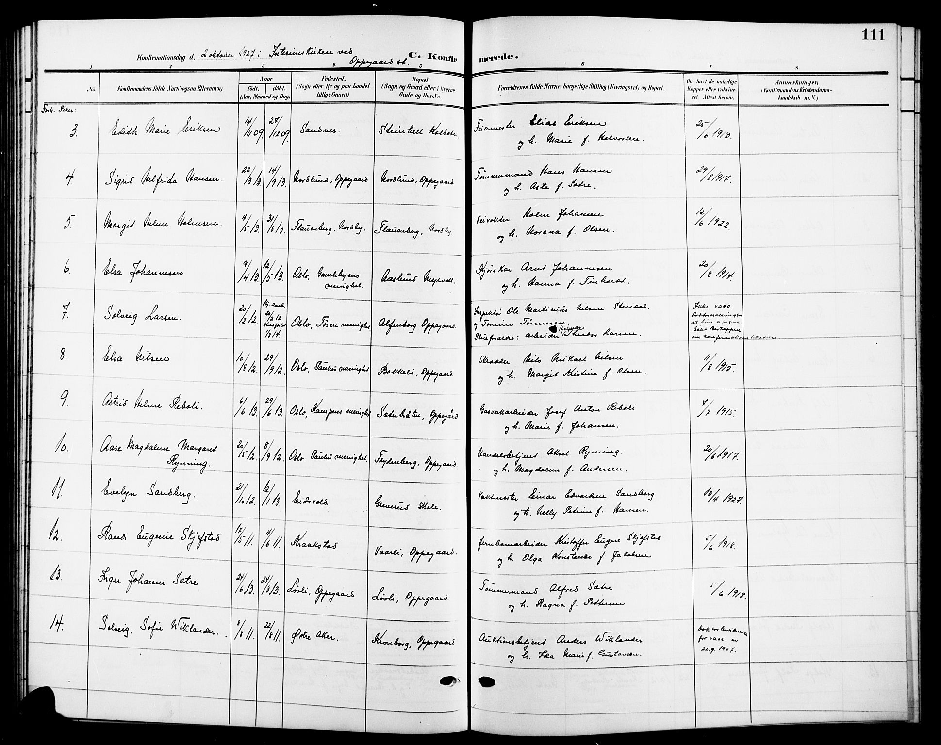 Nesodden prestekontor Kirkebøker, SAO/A-10013/G/Gb/L0001: Parish register (copy) no. II 1, 1905-1924, p. 111